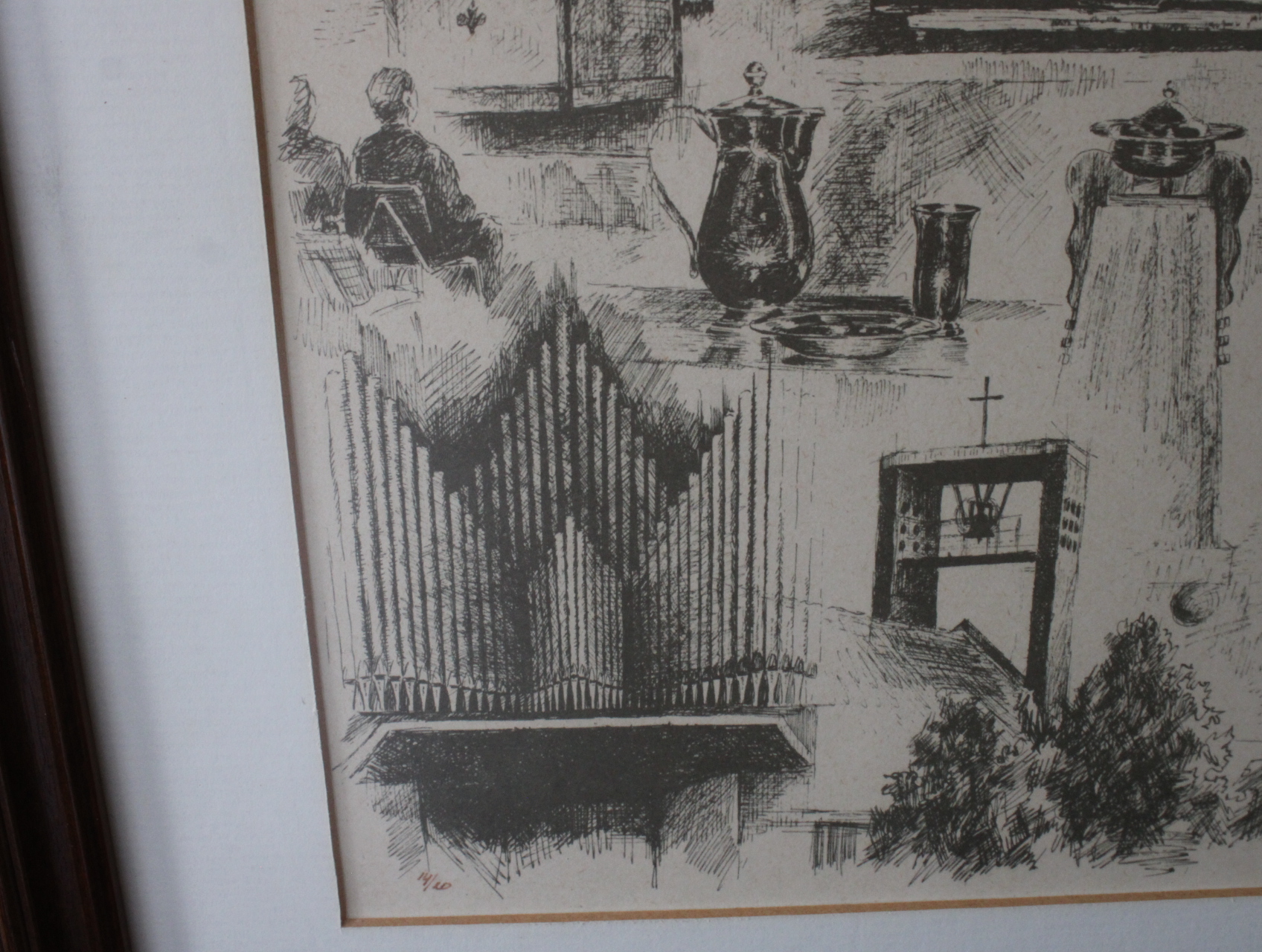Ingelijste litho met kerkelijke en orgeldetails – foto 10 – kavel bij GSD Auctions, Zoeterwoude