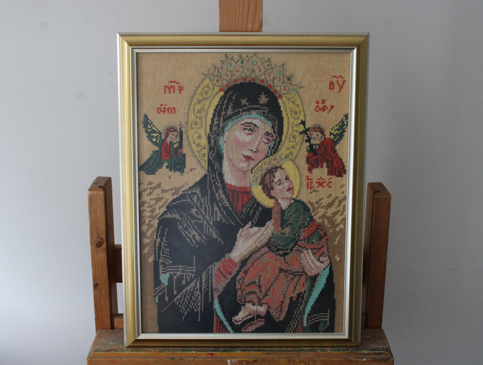 Geborduurd religieus icoon in lijst – foto 2 – kavel bij GSD Auctions, Zoeterwoude