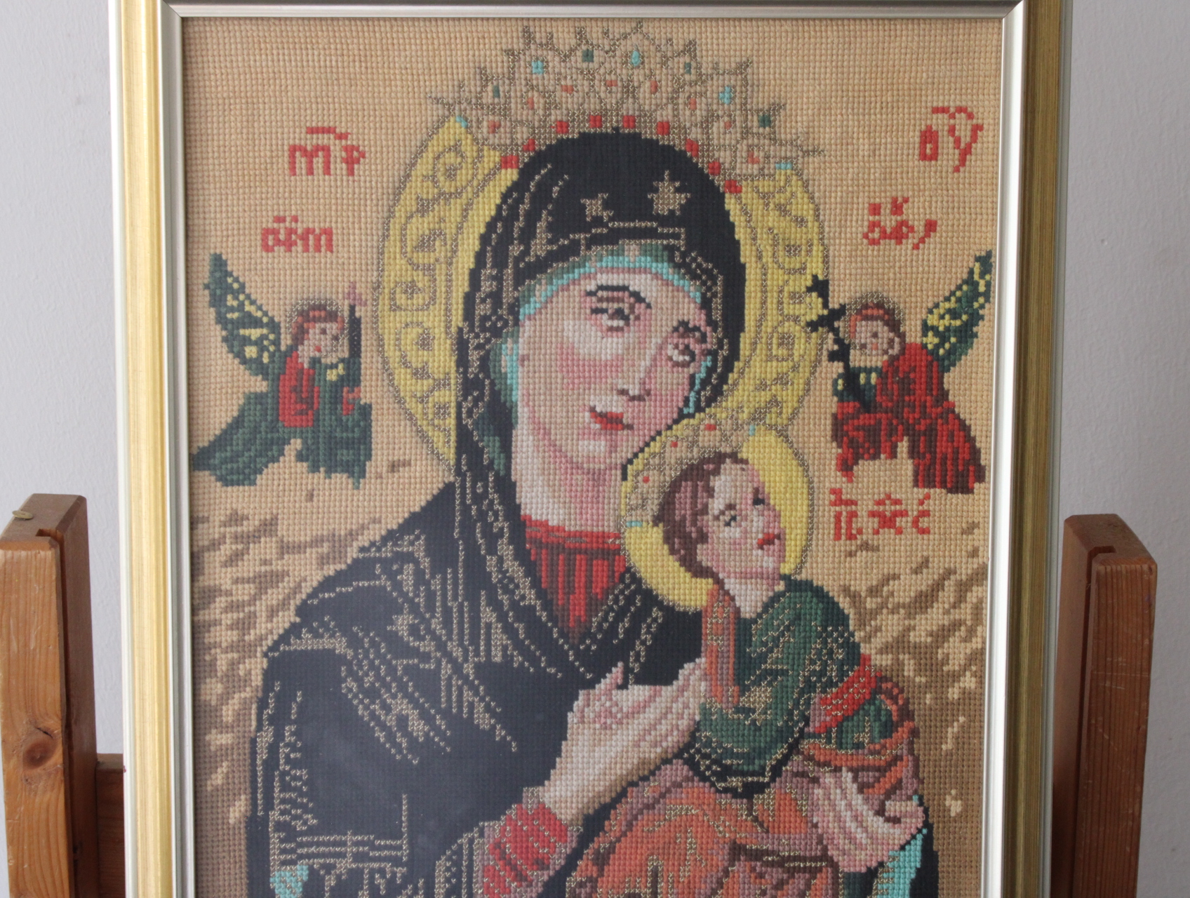 Geborduurd religieus icoon in lijst – foto 3 – kavel bij GSD Auctions, Zoeterwoude