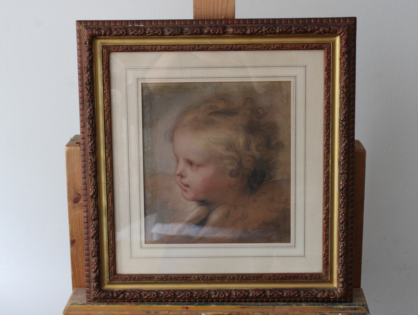Ingelijste tekening van een engel – foto 2 – kavel bij GSD Auctions, Zoeterwoude