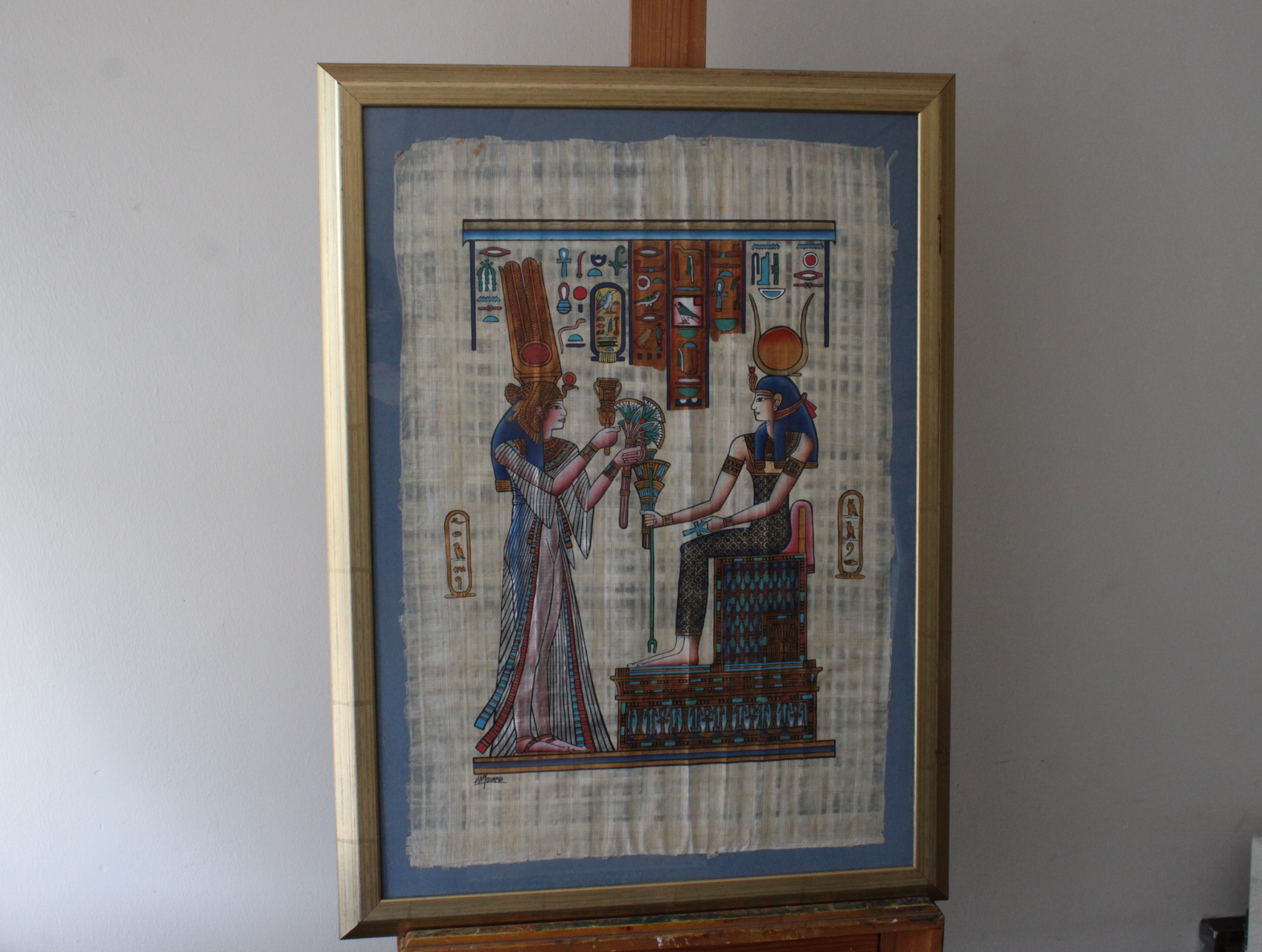 Ingelijste papyrus met Egyptische voorstelling – foto 2 – kavel bij GSD Auctions, Zoeterwoude