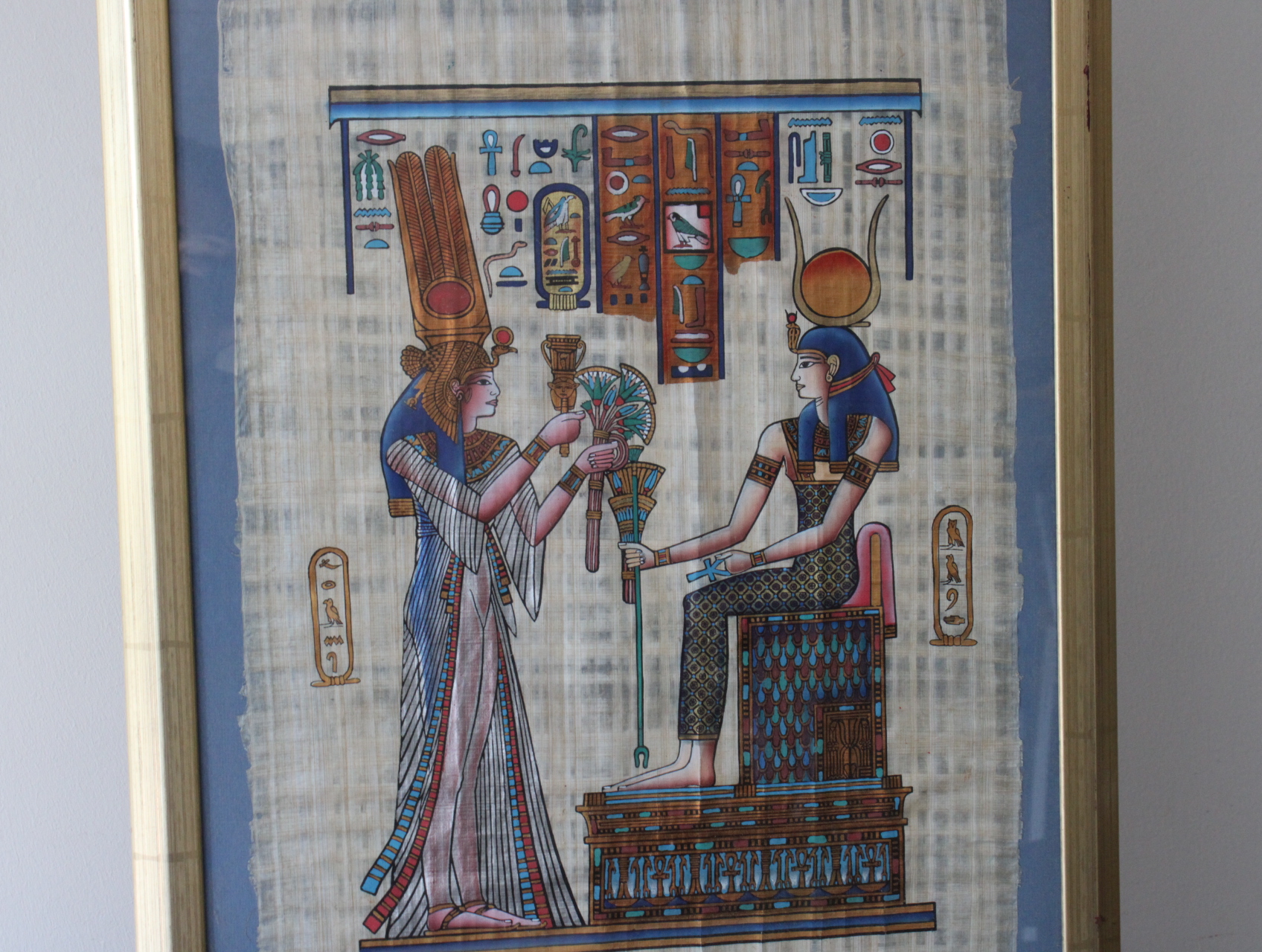 Ingelijste papyrus met Egyptische voorstelling – foto 3 – kavel bij GSD Auctions, Zoeterwoude