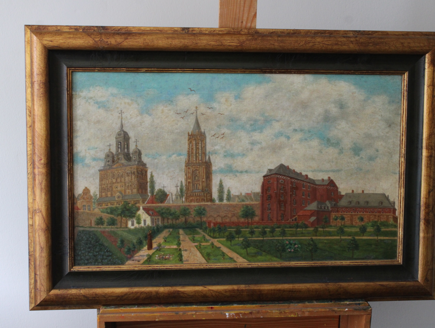 Olieverfschilderij stadsgezicht met torens – foto 2 – kavel bij GSD Auctions, Zoeterwoude