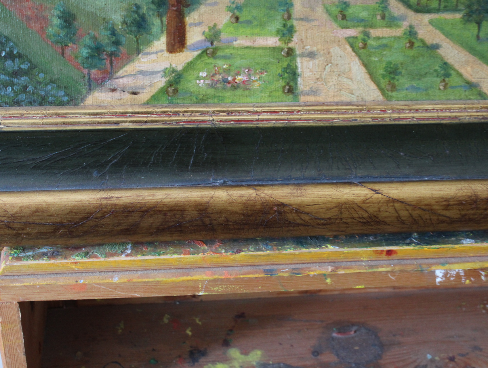 Olieverfschilderij stadsgezicht met torens – foto 6 – kavel bij GSD Auctions, Zoeterwoude