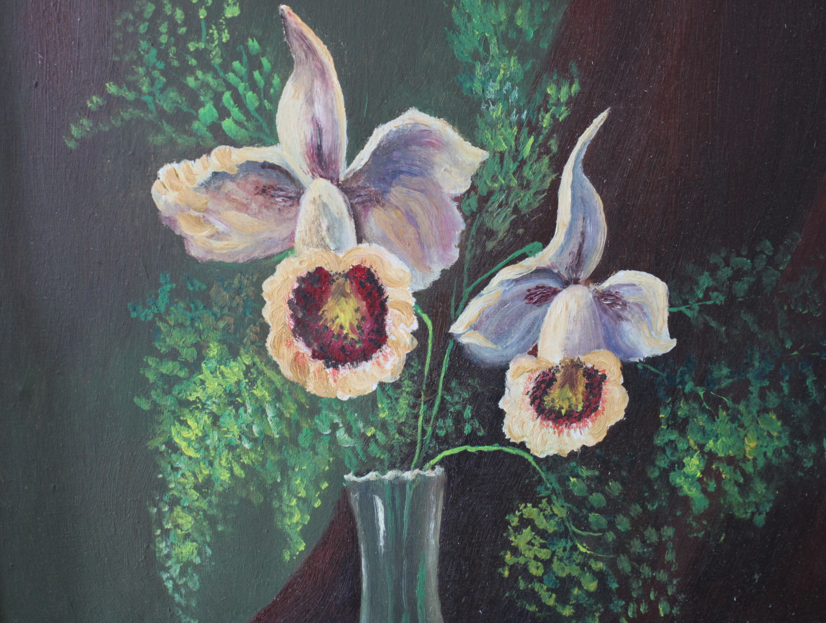 Schilderij stilleven met orchideeën en blauwe sierkom – foto 8 – kavel bij GSD Auctions, Zoeterwoude