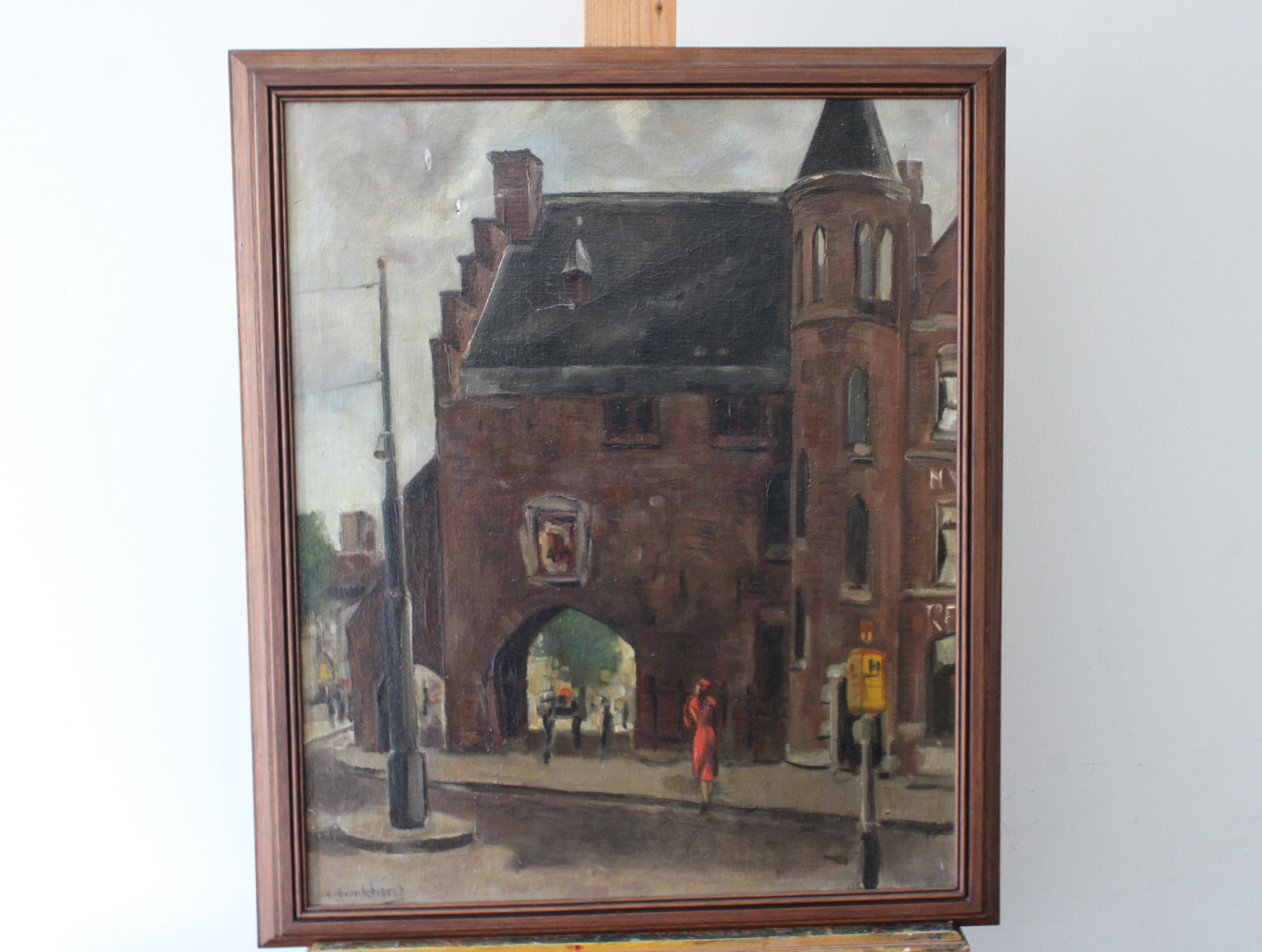 Olieverf schilderij stadsgezicht met poort – kavel bij GSD Auctions, Zoeterwoude