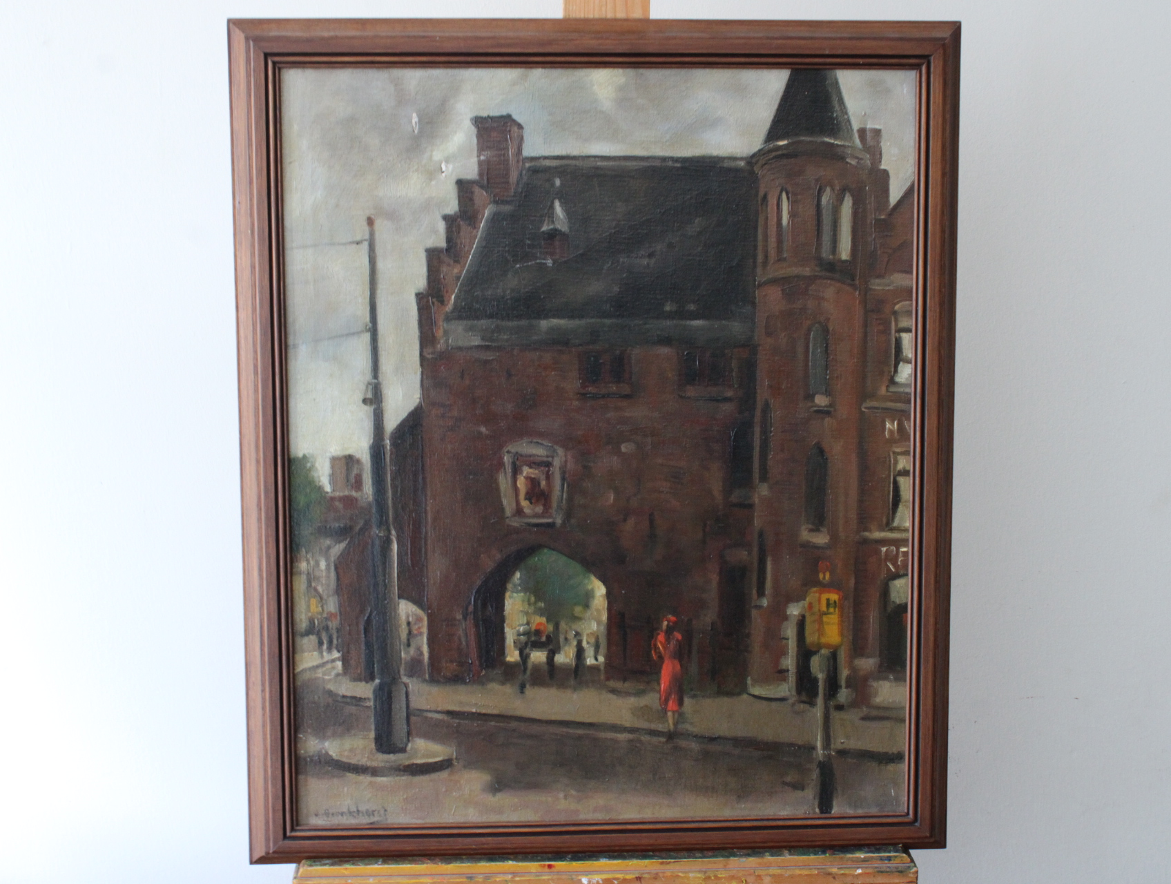 Olieverf schilderij stadsgezicht met poort – foto 2 – kavel bij GSD Auctions, Zoeterwoude
