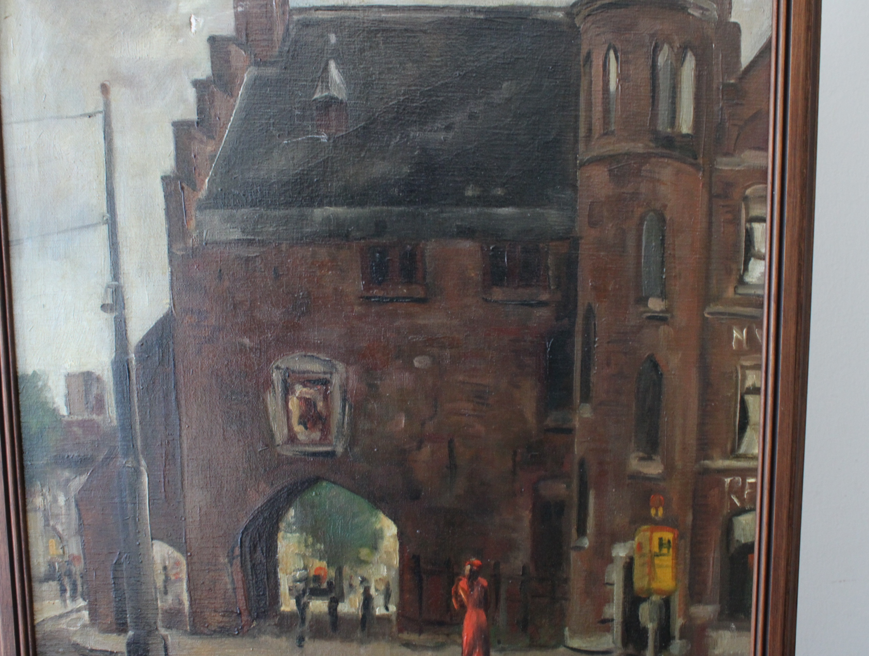 Olieverf schilderij stadsgezicht met poort – foto 8 – kavel bij GSD Auctions, Zoeterwoude