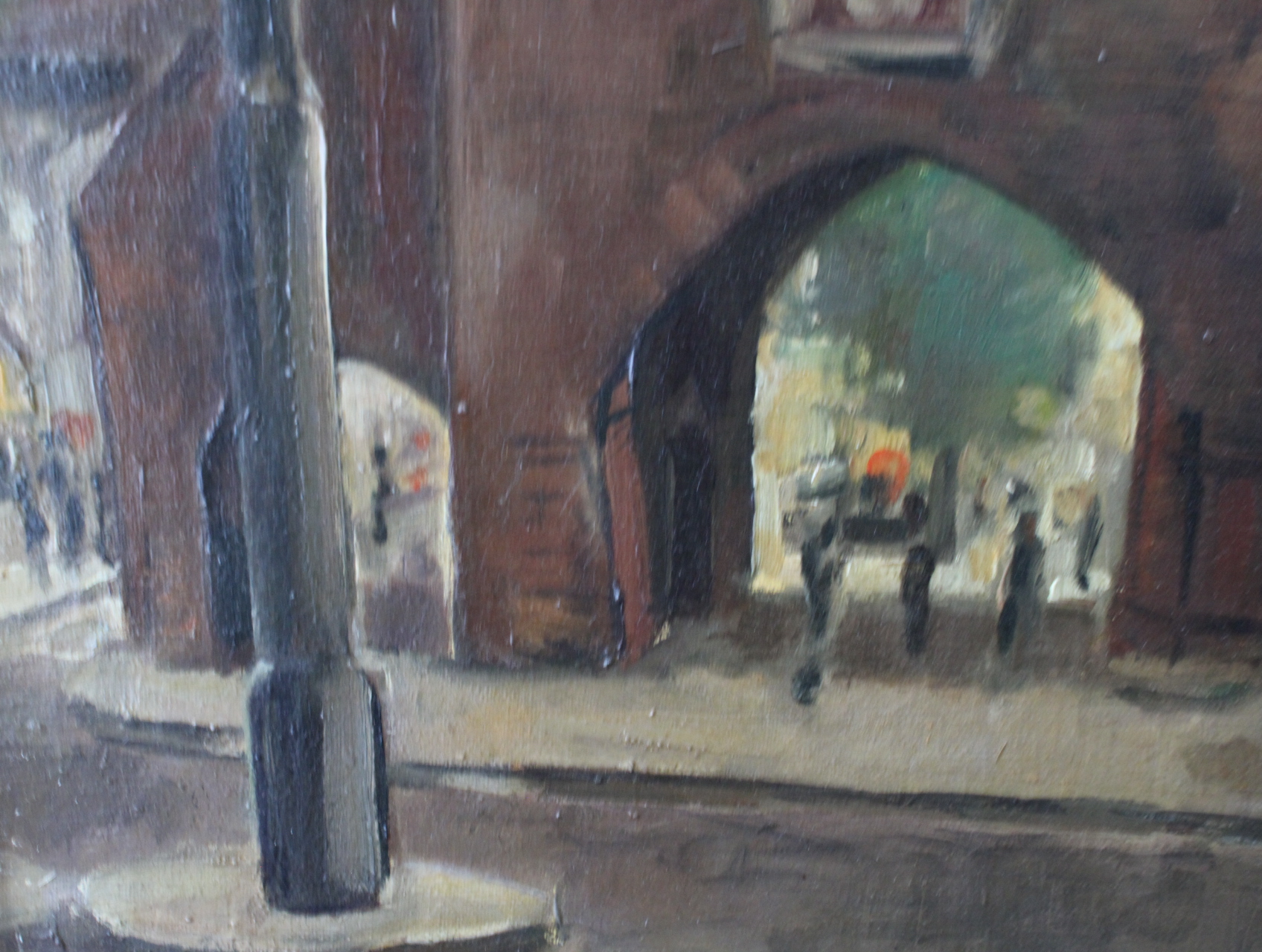 Olieverf schilderij stadsgezicht met poort – foto 10 – kavel bij GSD Auctions, Zoeterwoude