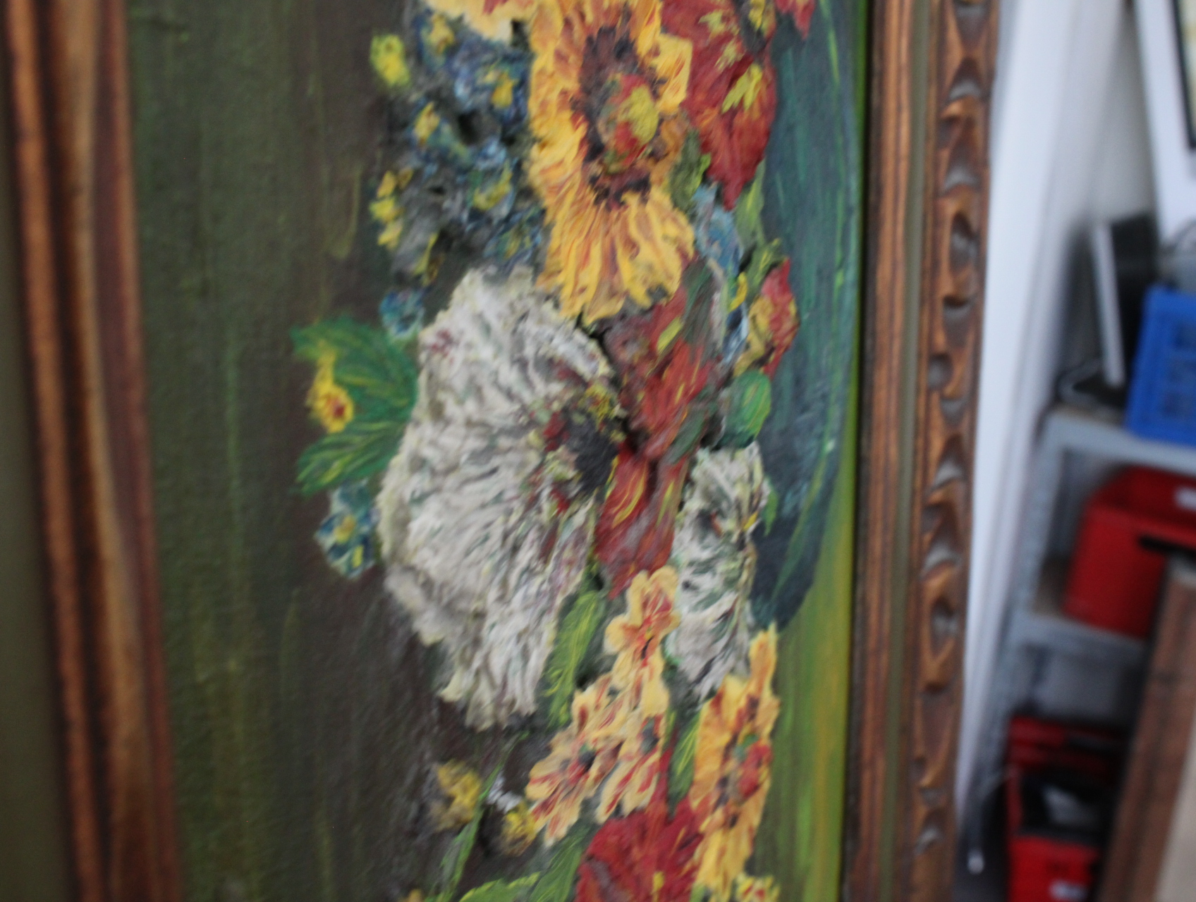 Olieverfschilderij met bloemen in groene vaas – foto 8 – kavel bij GSD Auctions, Zoeterwoude
