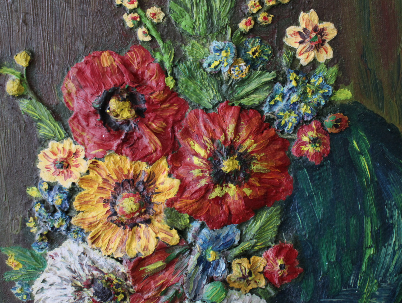 Olieverfschilderij met bloemen in groene vaas – foto 10 – kavel bij GSD Auctions, Zoeterwoude