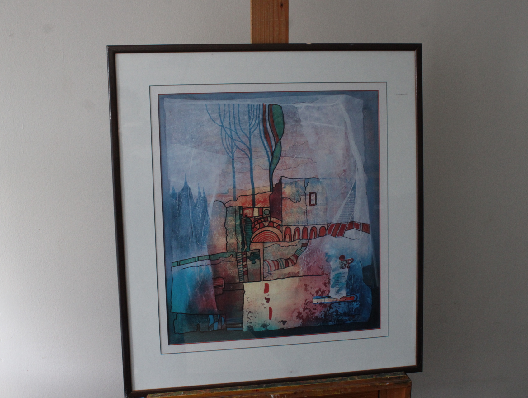 Ingelijst abstract aquarel kunstwerk – foto 2 – kavel bij GSD Auctions, Zoeterwoude