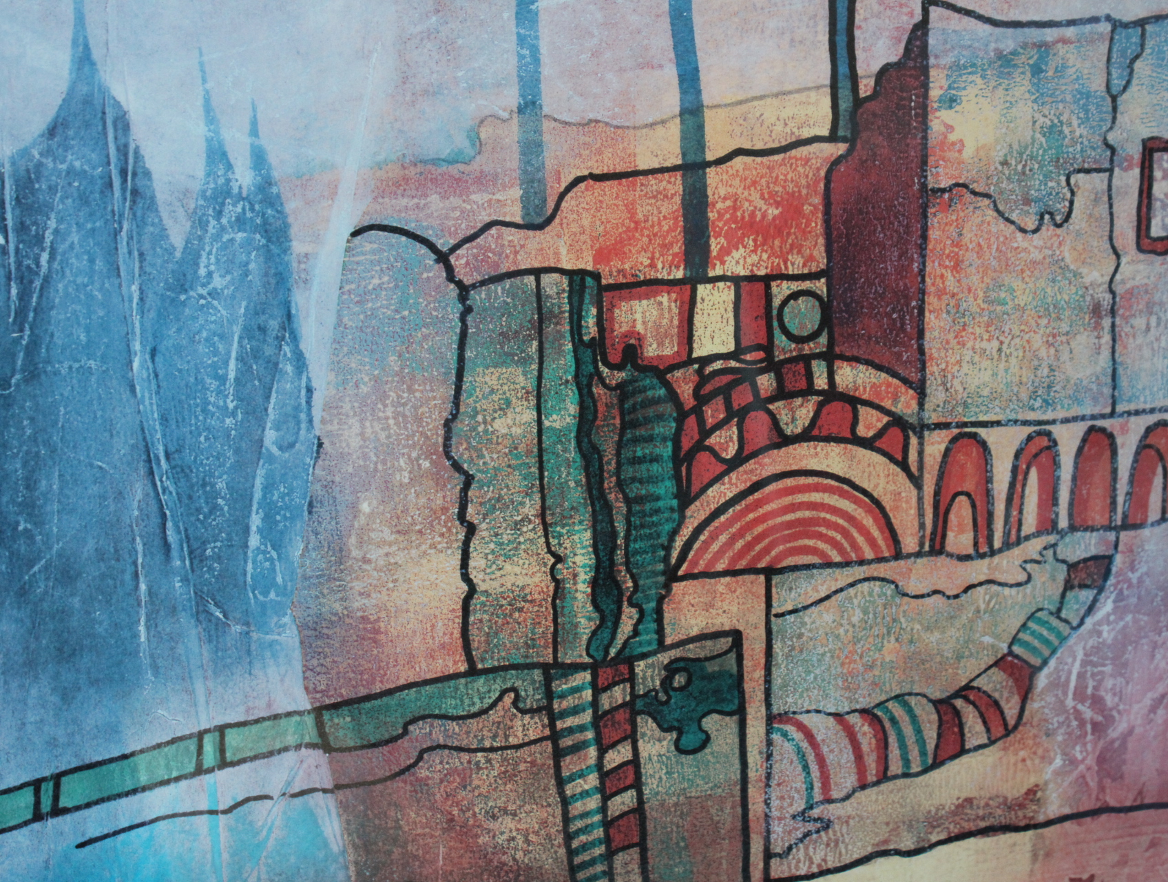 Ingelijst abstract aquarel kunstwerk – foto 10 – kavel bij GSD Auctions, Zoeterwoude