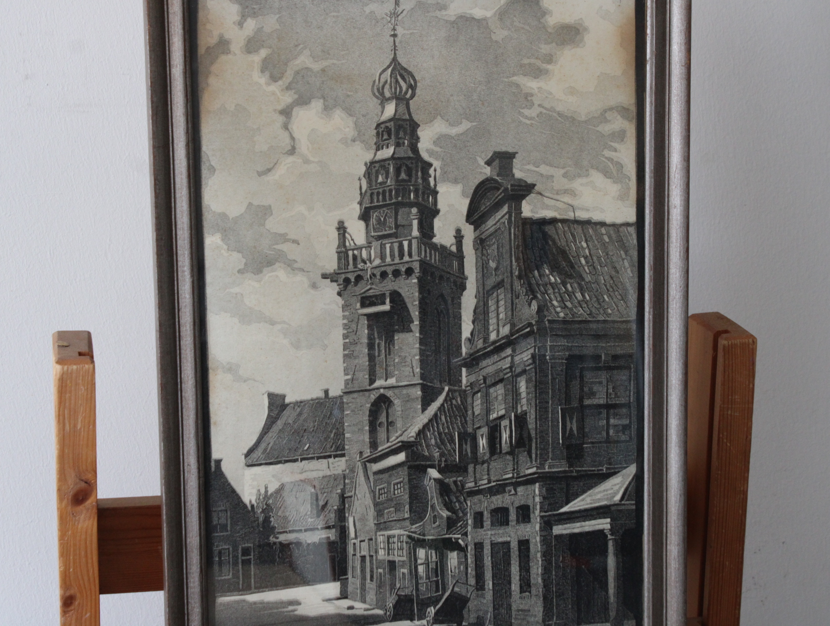 Ingelijste zwart-wit stadsgezicht tekening – foto 3 – kavel bij GSD Auctions, Zoeterwoude