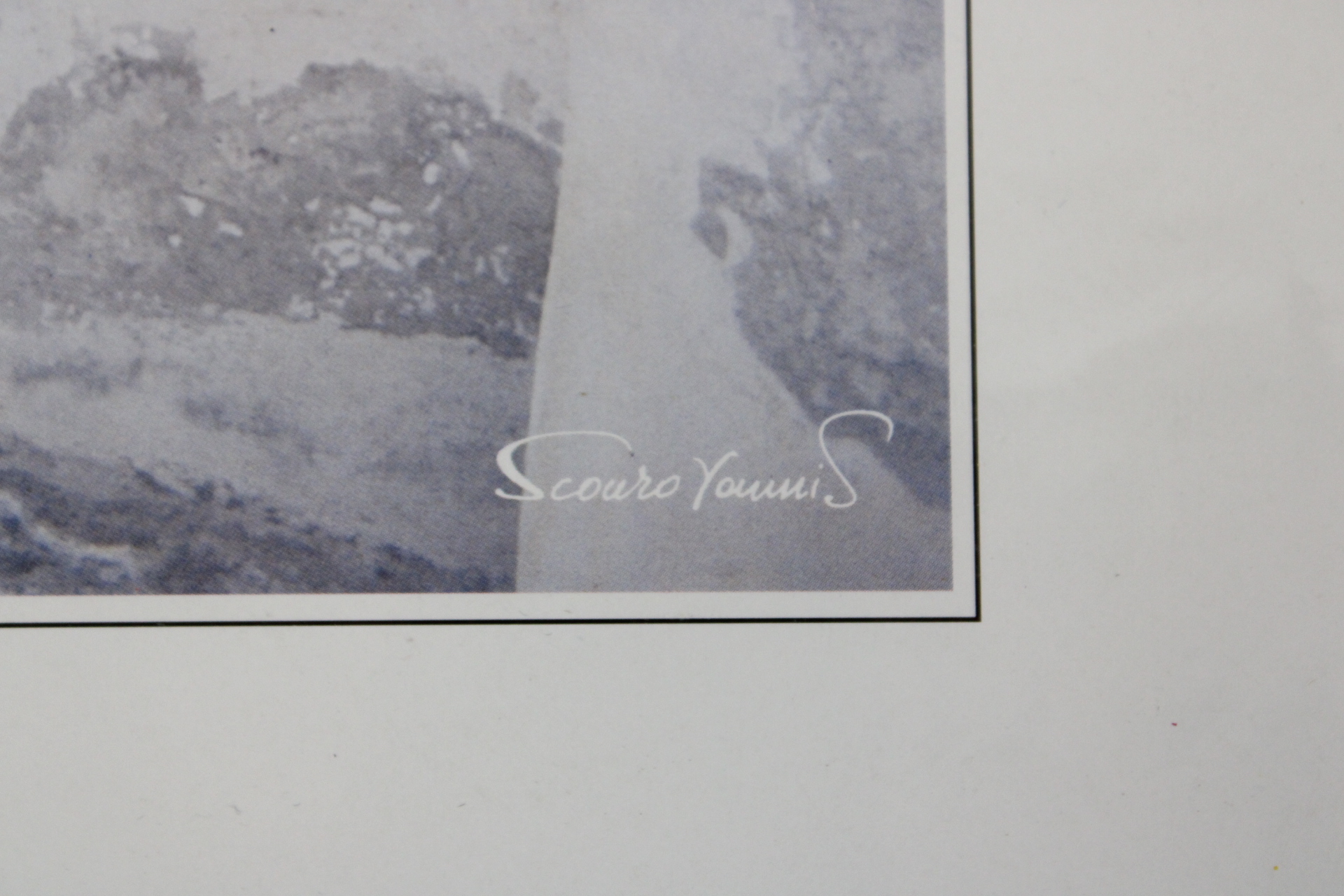 Set van 4 ingelijste en gelaakte foto's en prent Santorini – foto 6 – kavel bij GSD Auctions, Zoeterwoude