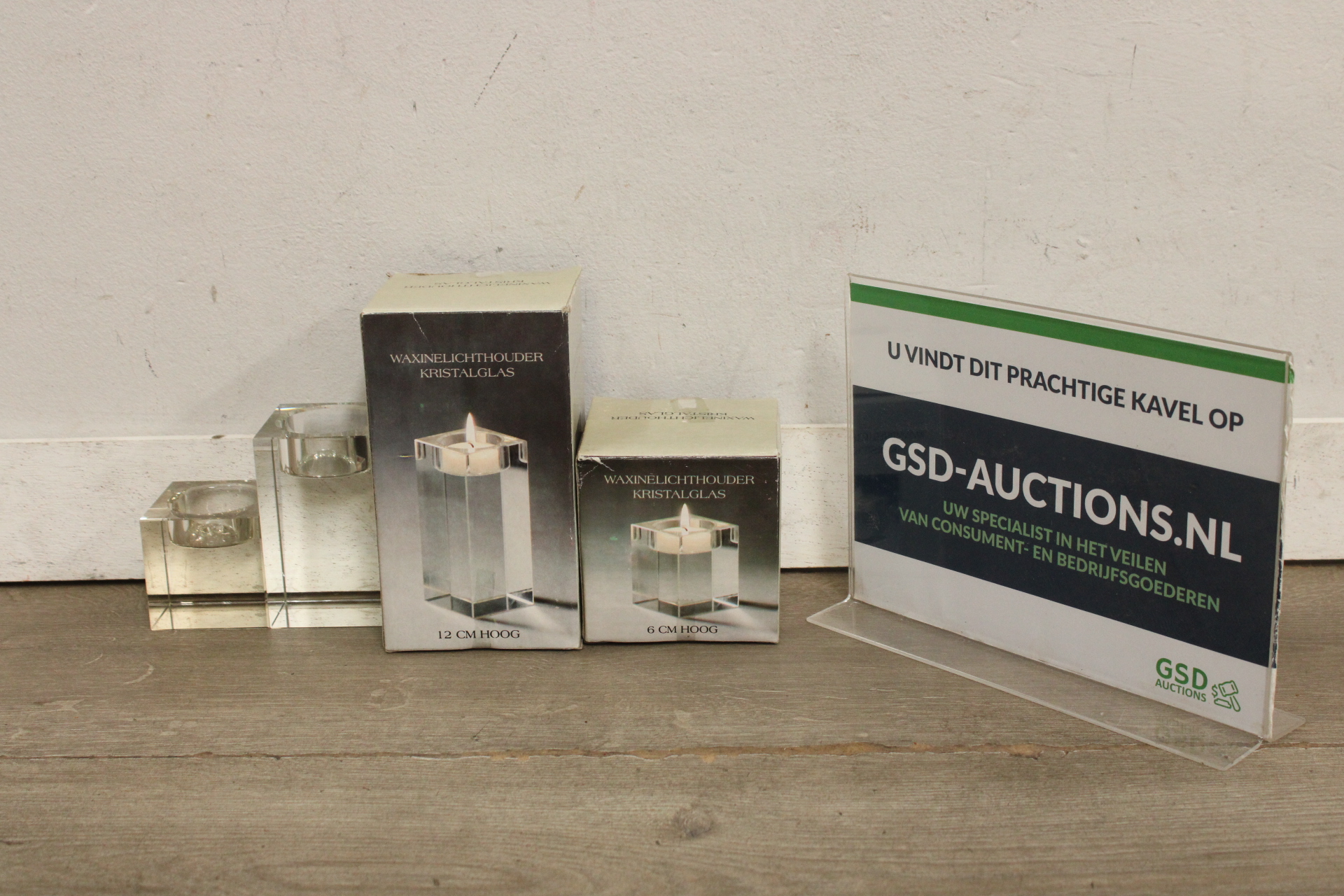 Kristallen waxinelichthouders 6 en 12 cm hoog – kavel bij GSD Auctions, Zoeterwoude