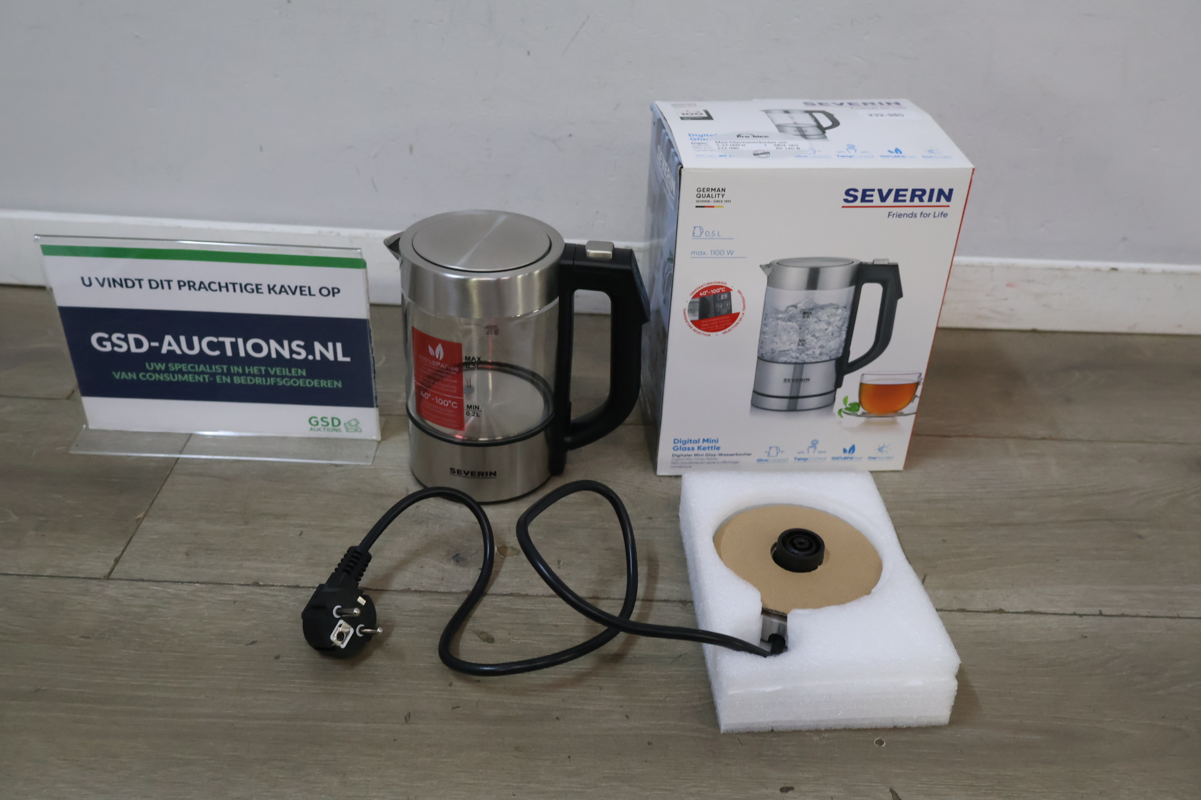 Severin Digital Mini Glass Kettle waterkoker – foto 2 – kavel bij GSD Auctions, Zoeterwoude