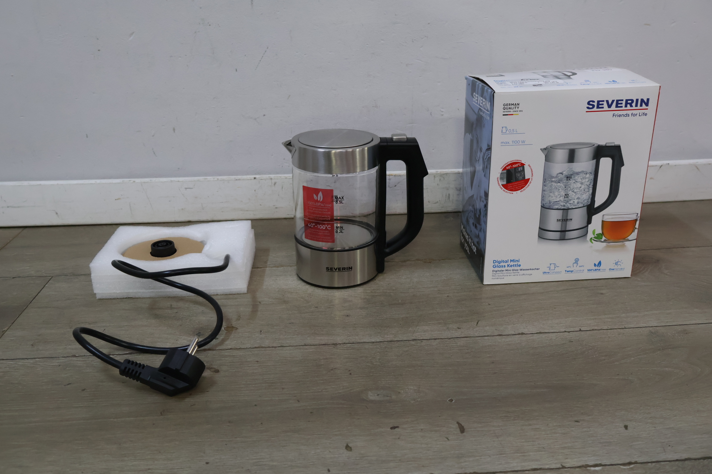 Severin Digital Mini Glass Kettle waterkoker – foto 3 – kavel bij GSD Auctions, Zoeterwoude