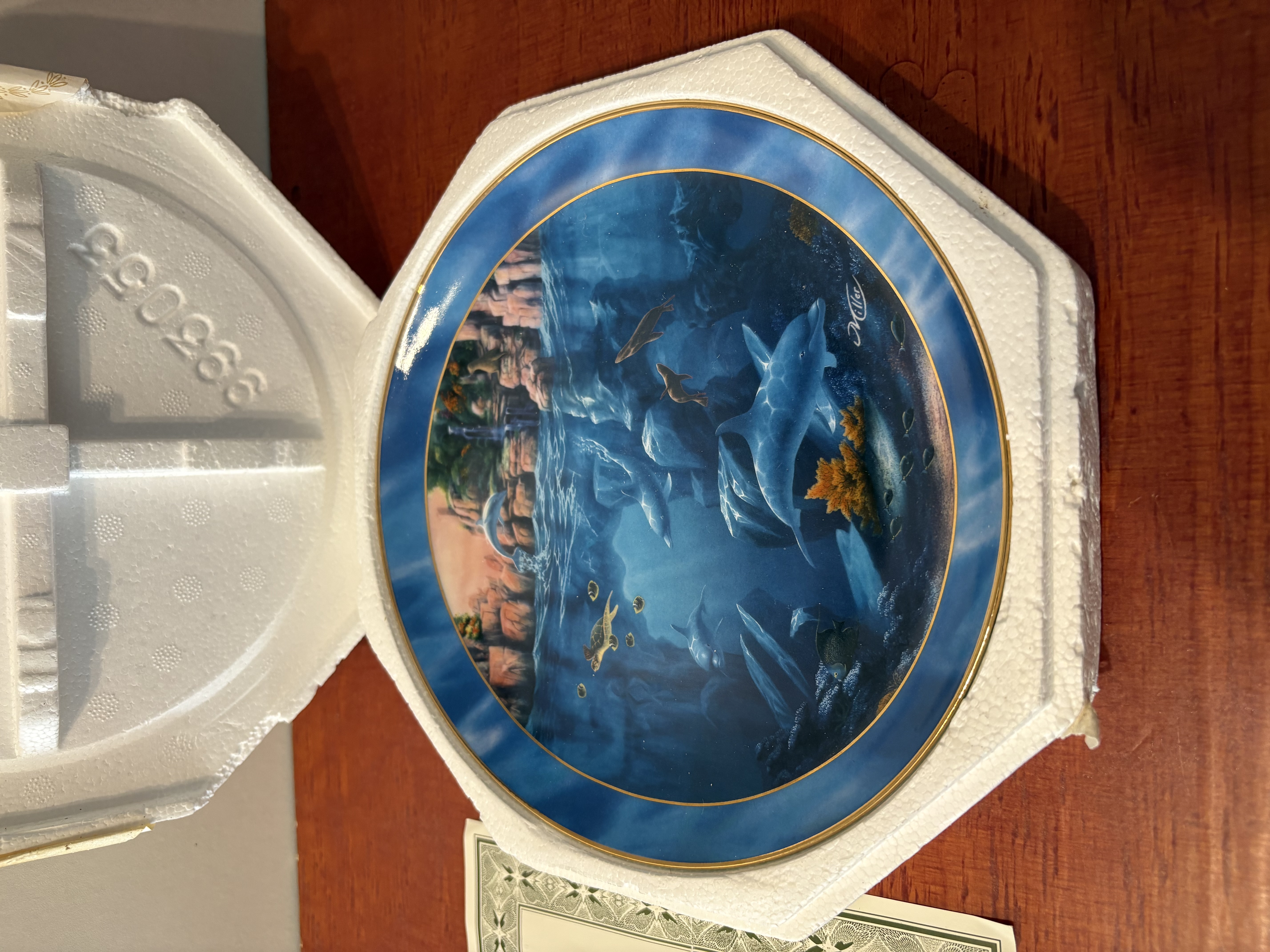 Wandbord "The Franklin Mint" met certificaat Dolfijn – foto 3 – kavel bij GSD Auctions, Zoeterwoude