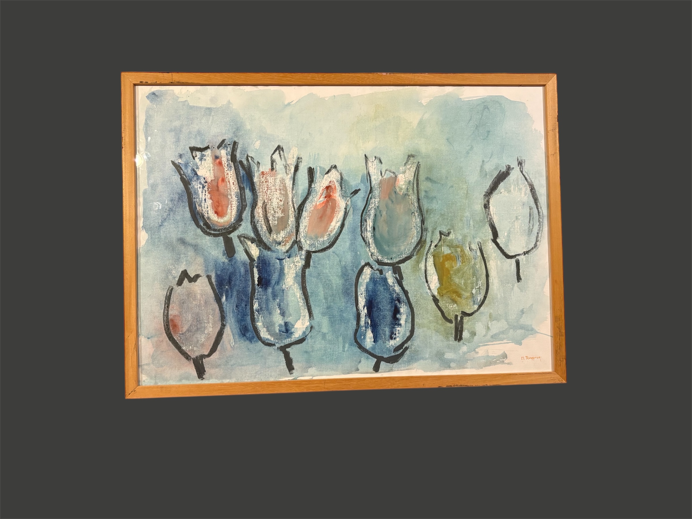 Tulpen Aquarel Schilderij geschilderd N. Ruijgrok – foto 2 – kavel bij GSD Auctions, Zoeterwoude