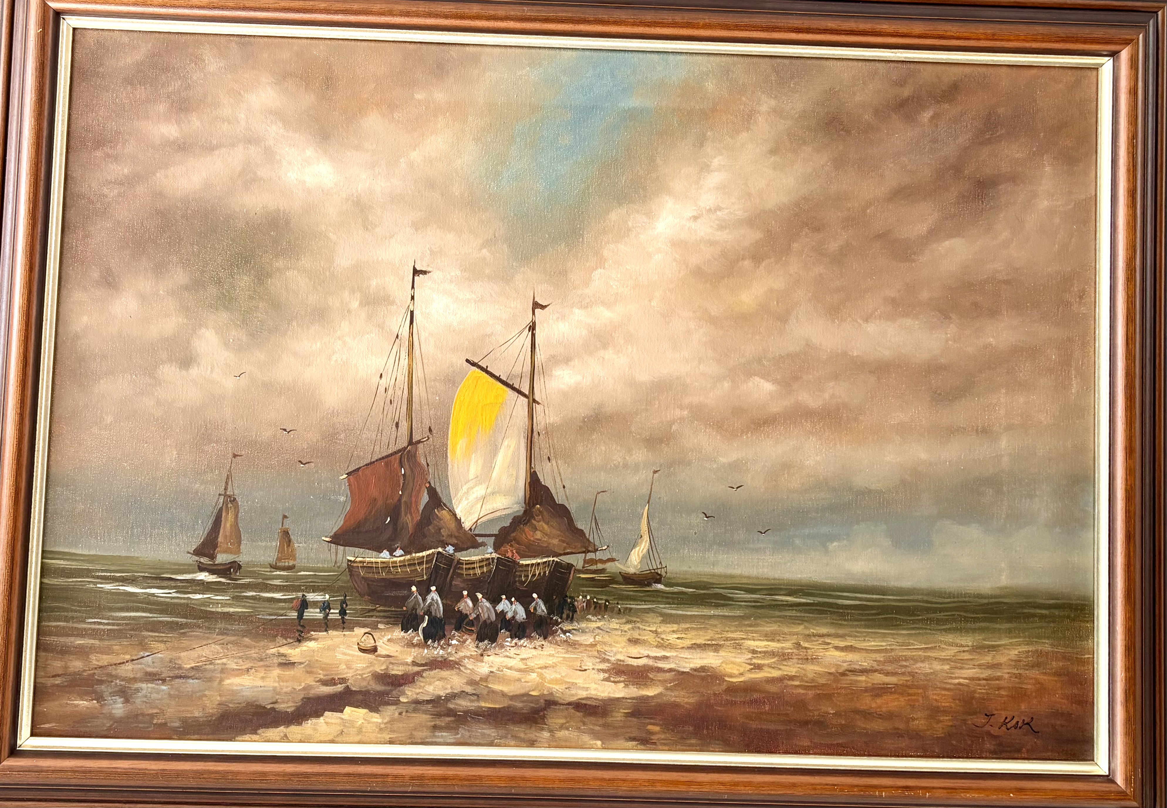 Zeegezicht met vissersboten" gesignaleerd J.Kok – foto 2 – kavel bij GSD Auctions, Zoeterwoude