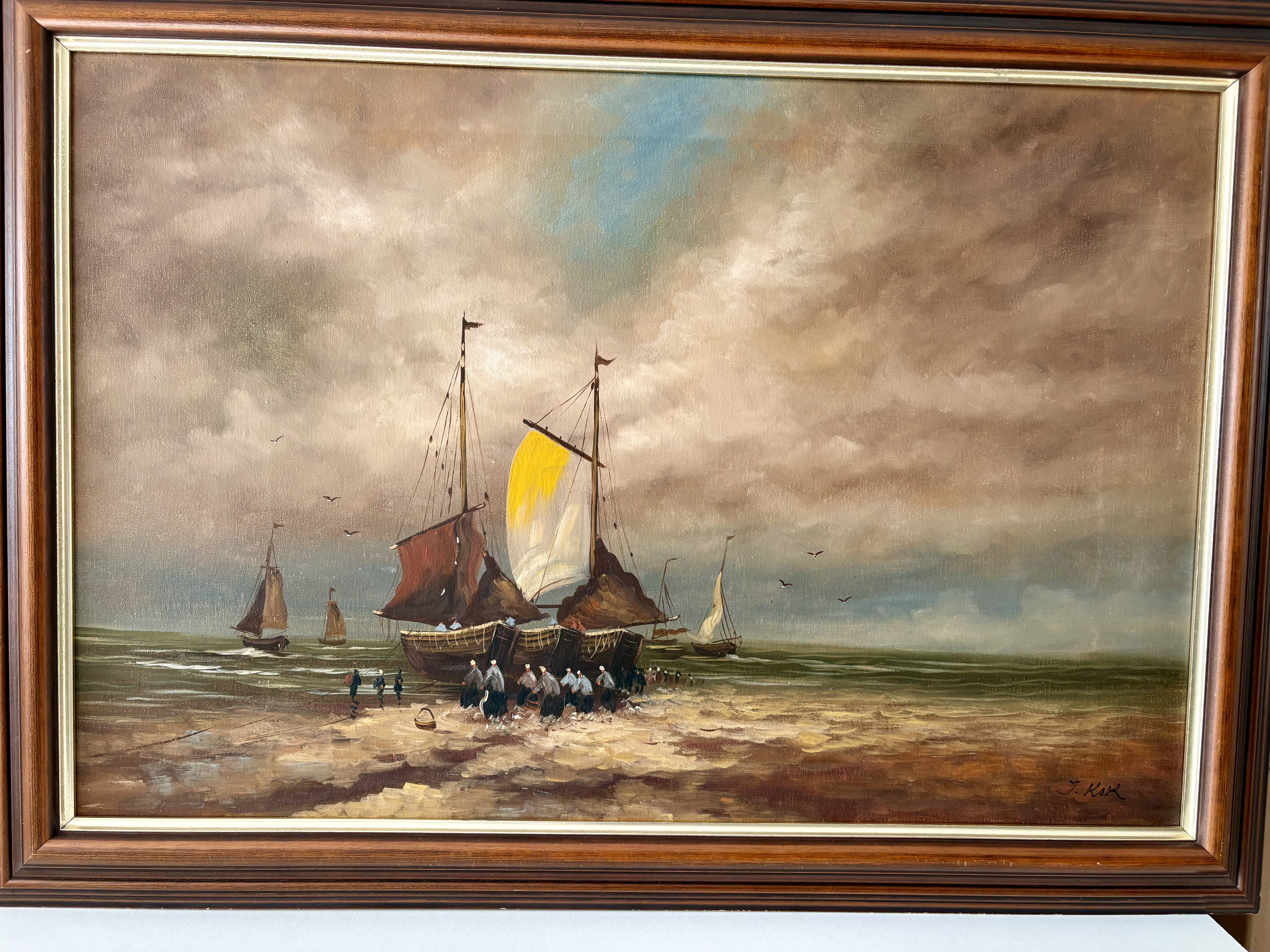 Zeegezicht met vissersboten" gesignaleerd J.Kok – foto 3 – kavel bij GSD Auctions, Zoeterwoude