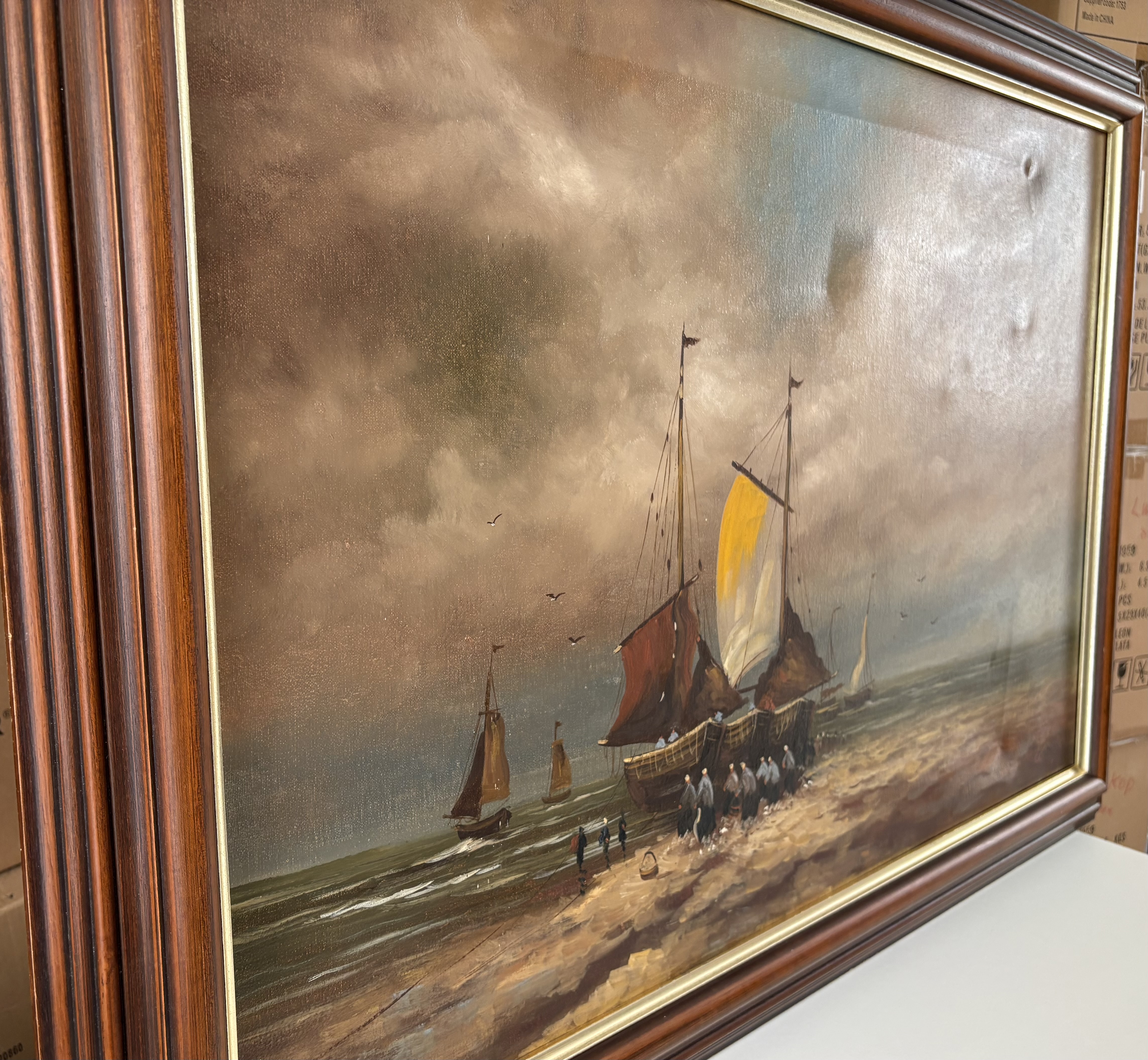 Zeegezicht met vissersboten" gesignaleerd J.Kok – foto 10 – kavel bij GSD Auctions, Zoeterwoude