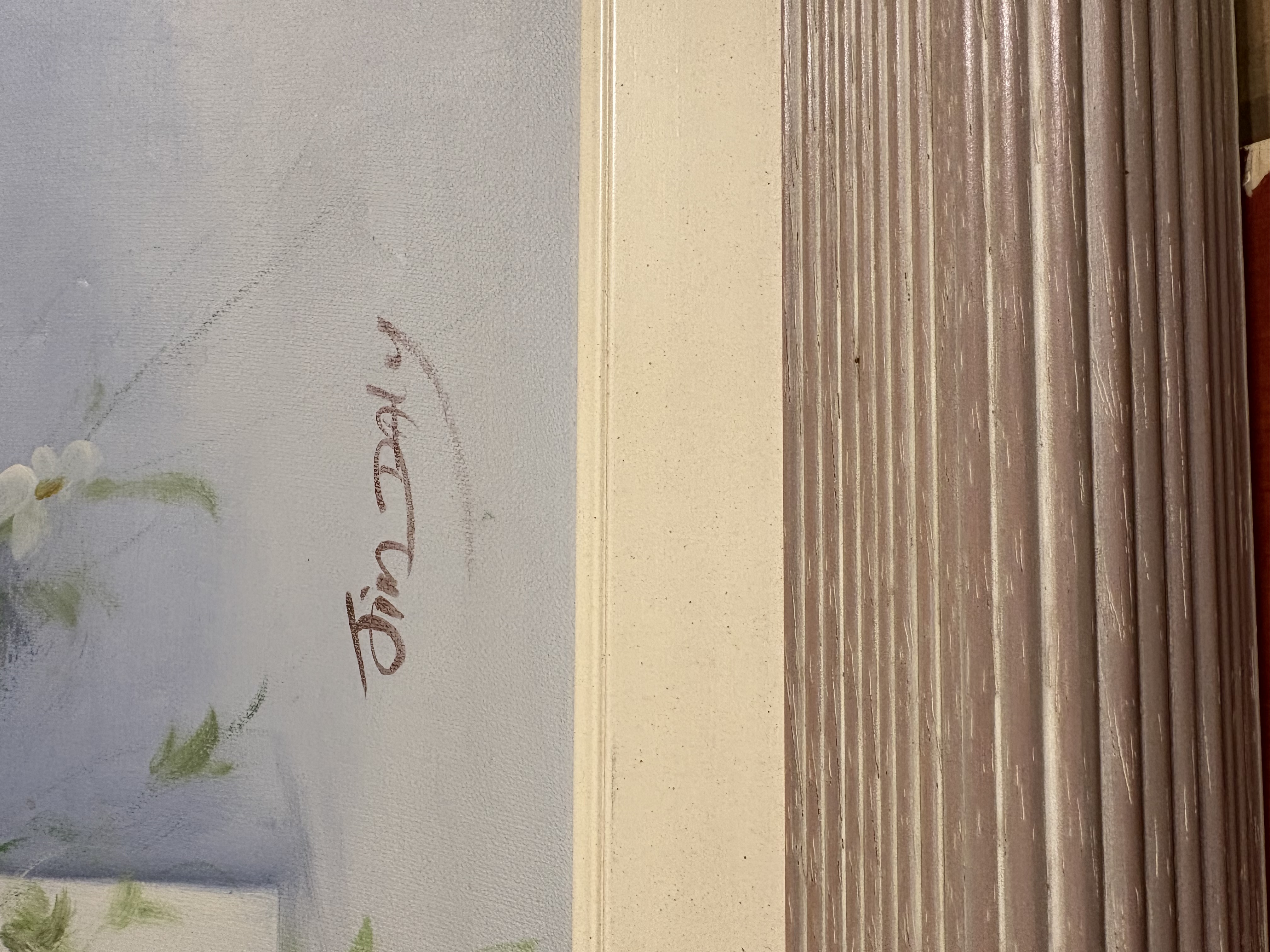 Schilderij met bloemen en stoel geschilderd Tim Daly – foto 3 – kavel bij GSD Auctions, Zoeterwoude