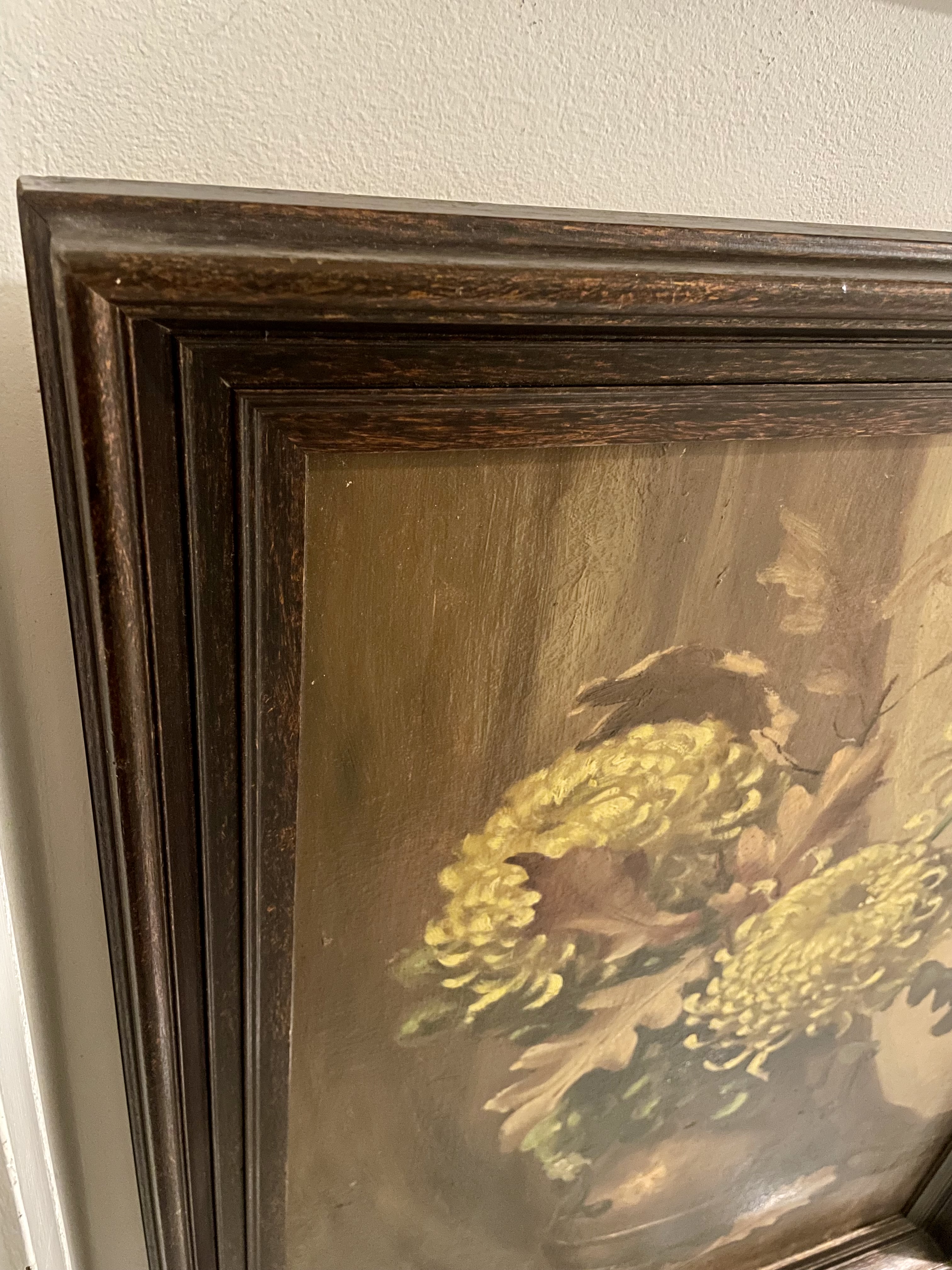 Grote olieverf replica Stilleven met chrysant van Hendrik van Leeuwen gesignaleerd A. J.v.Eijk met mooie lijst – foto 3 – kavel bij GSD Auctions, Zoeterwoude