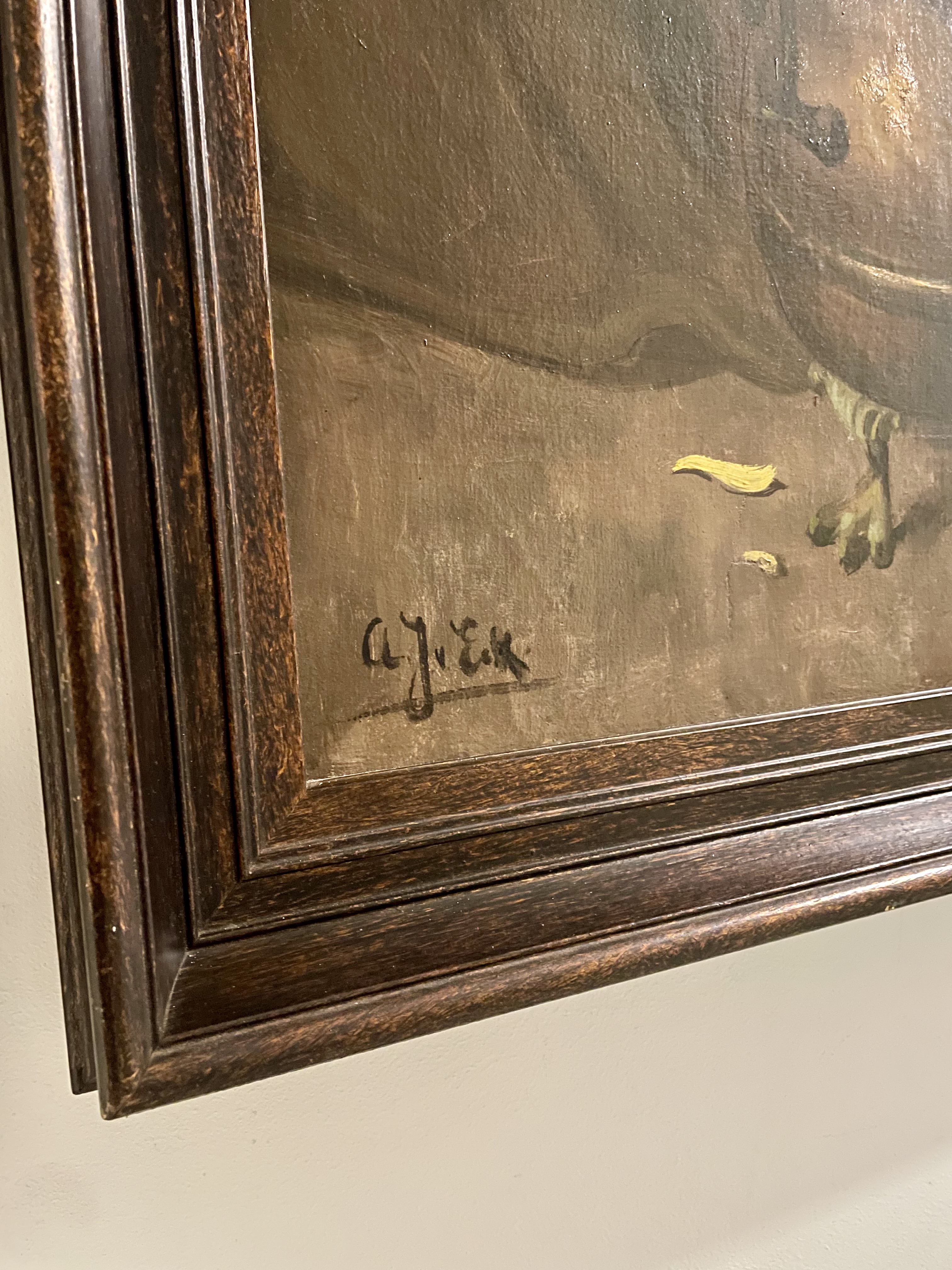 Grote olieverf replica Stilleven met chrysant van Hendrik van Leeuwen gesignaleerd A. J.v.Eijk met mooie lijst – foto 6 – kavel bij GSD Auctions, Zoeterwoude