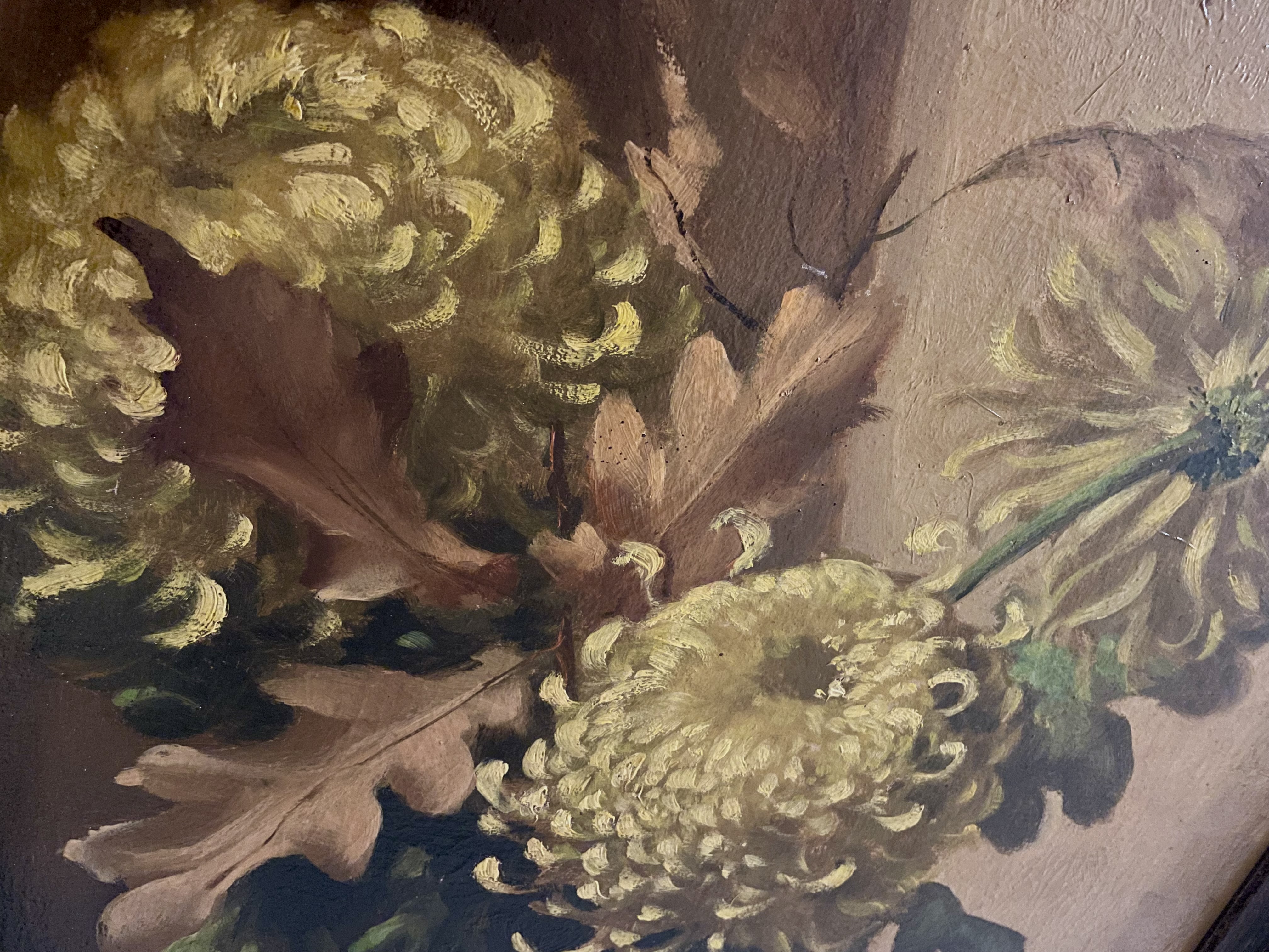 Grote olieverf replica Stilleven met chrysant van Hendrik van Leeuwen gesignaleerd A. J.v.Eijk met mooie lijst – foto 8 – kavel bij GSD Auctions, Zoeterwoude