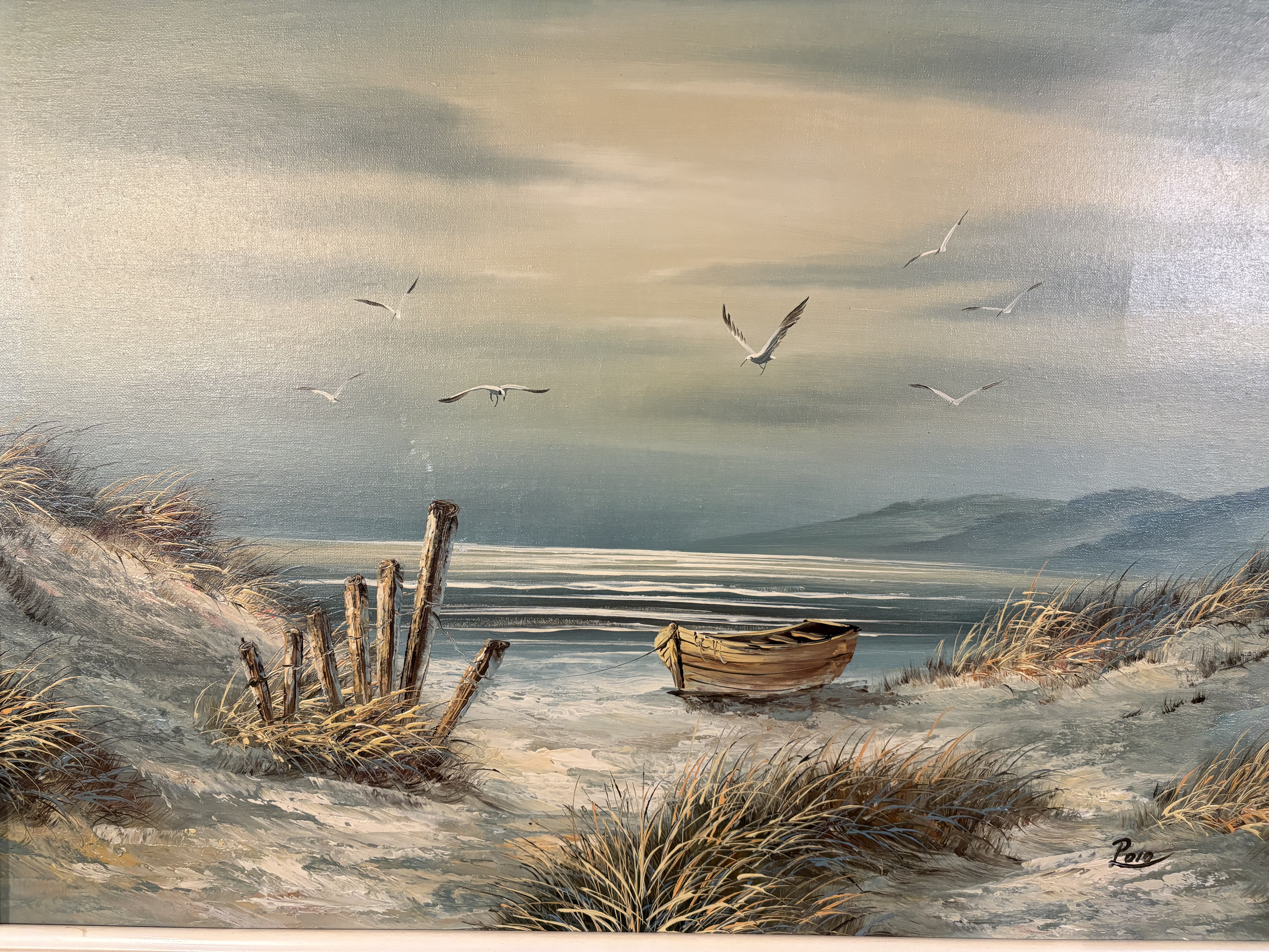 Olieverfschilderij Strand met Boot Haagse school Polo – foto 6 – kavel bij GSD Auctions, Zoeterwoude