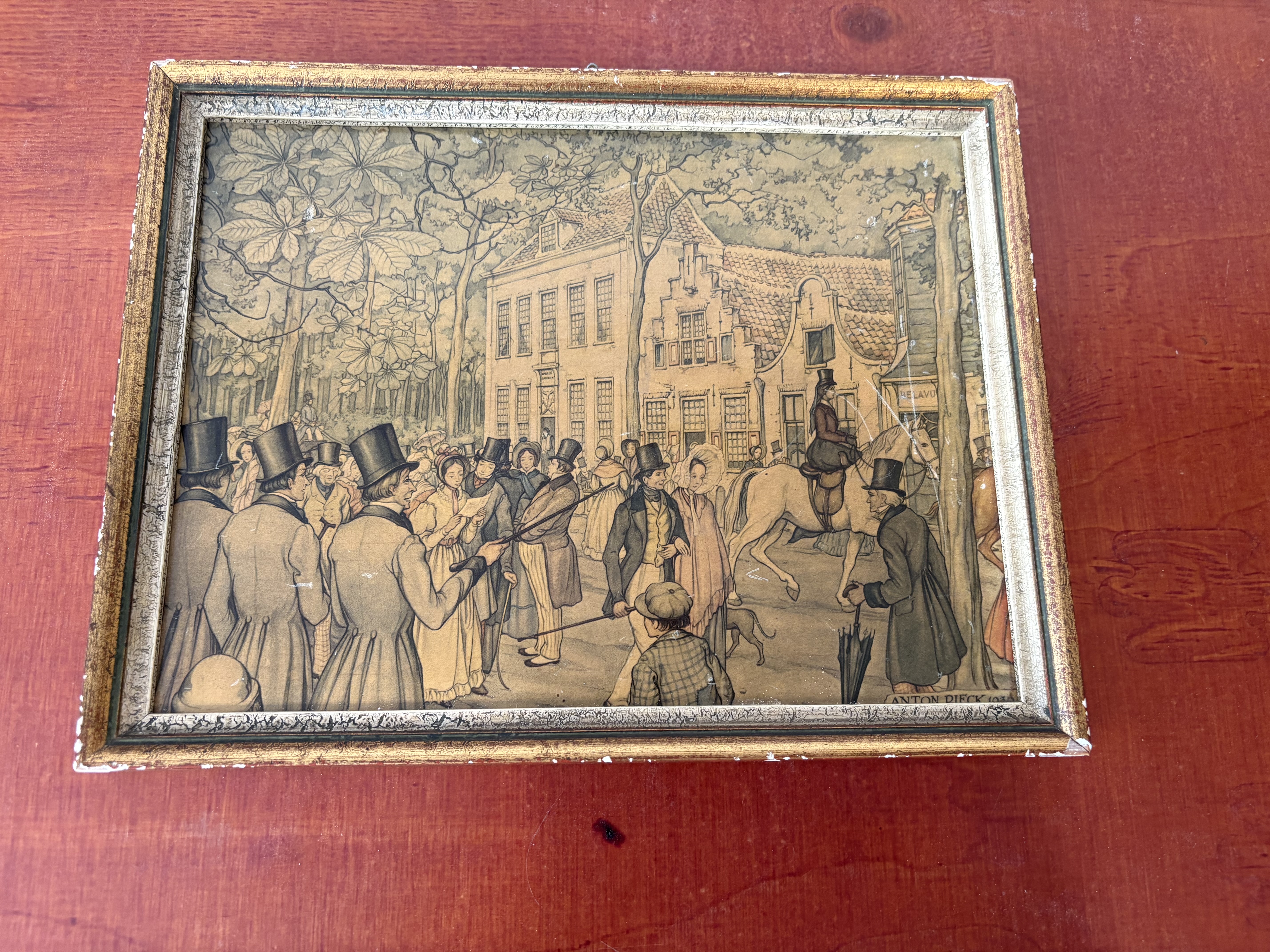 Oude ets Schilderij Anton Pieck – foto 3 – kavel bij GSD Auctions, Zoeterwoude