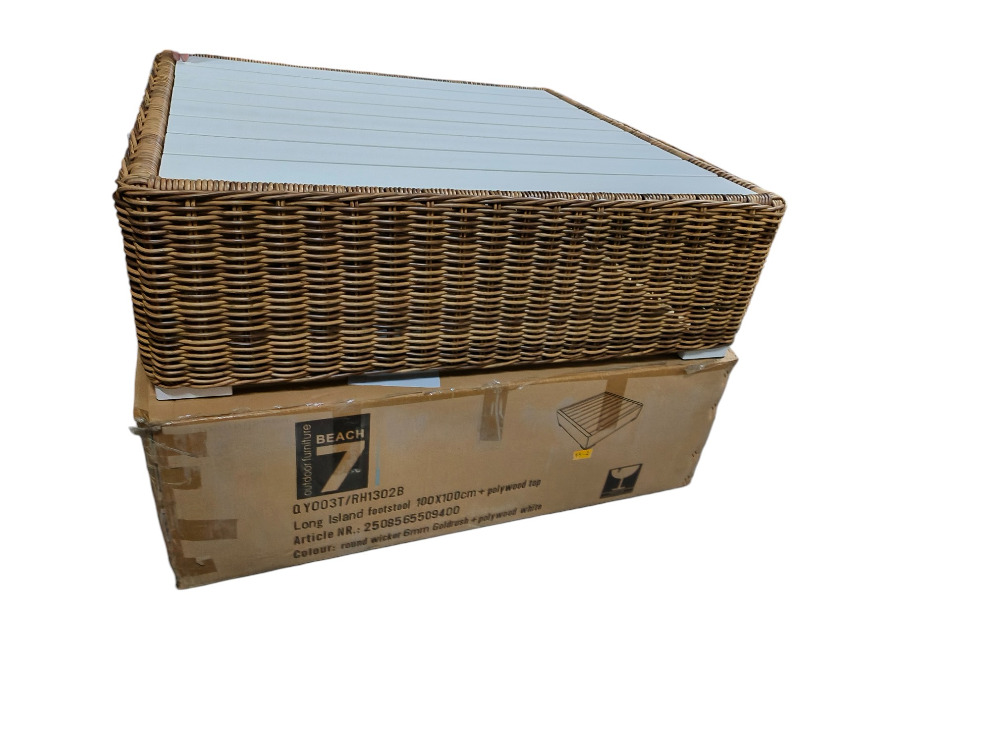 Long island footstool 100x100 goldrush wicker – foto 4 – kavel bij GSD Auctions, Zoeterwoude