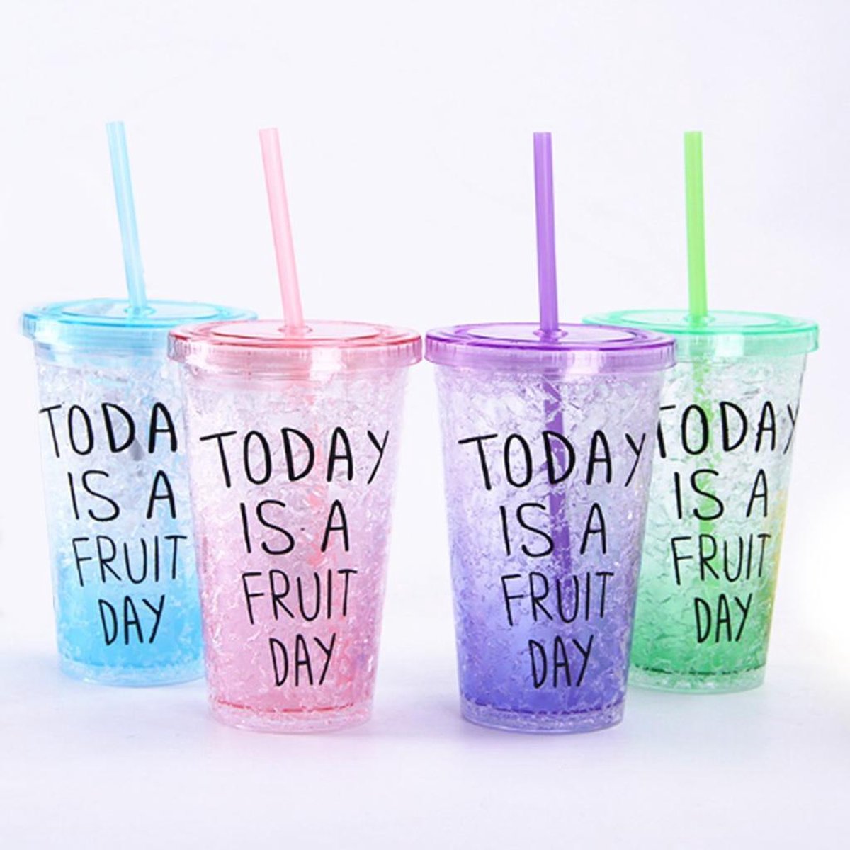 4 Stuks Drink cups today is a fruit day 2 groen 2 roze – foto 2 – kavel bij GSD Auctions, Zoeterwoude