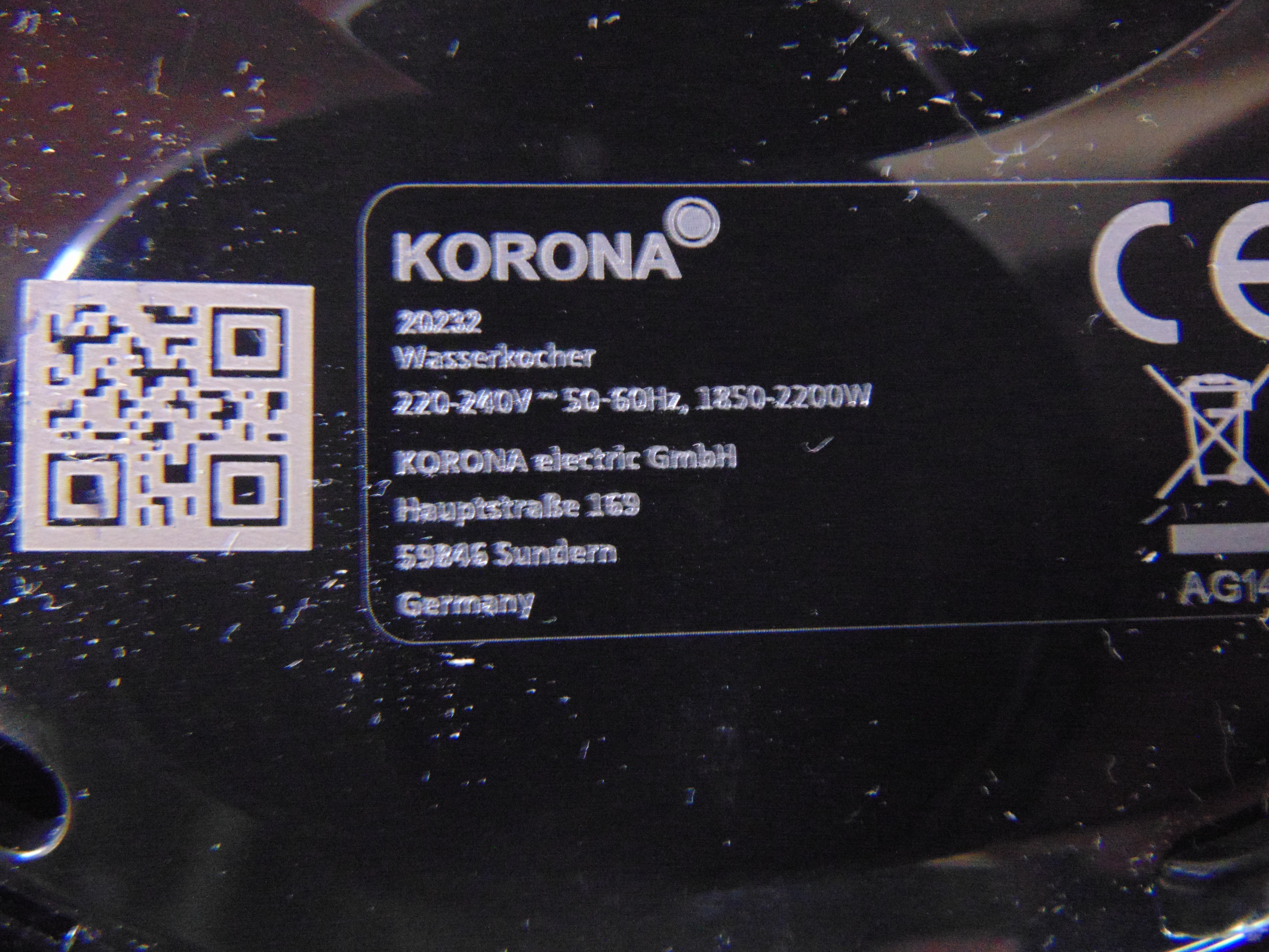 Korona 20232 1.7 liter 2200 Watt Zwart Waterkoker – foto 5 – kavel bij GSD Auctions, Zoeterwoude