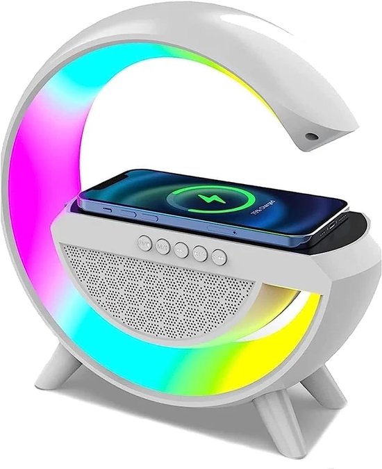 Bluetooth speaker met Draadloze telefoon lader - Wireless charger - Nacht lamp - Sfeerlamp – foto 2 – kavel bij GSD Auctions, Zoeterwoude