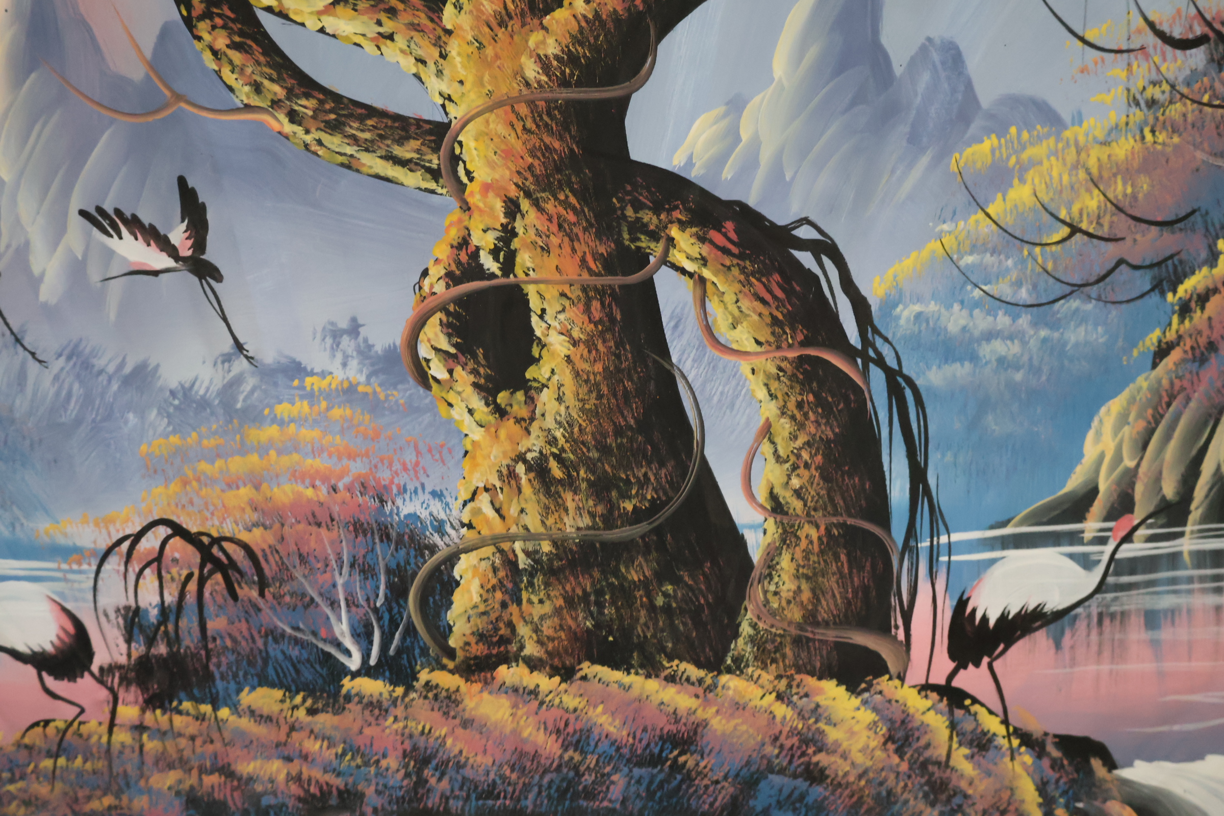 Grote decoratieve waaier met landschapsschildering – foto 8 – kavel bij GSD Auctions, Zoeterwoude