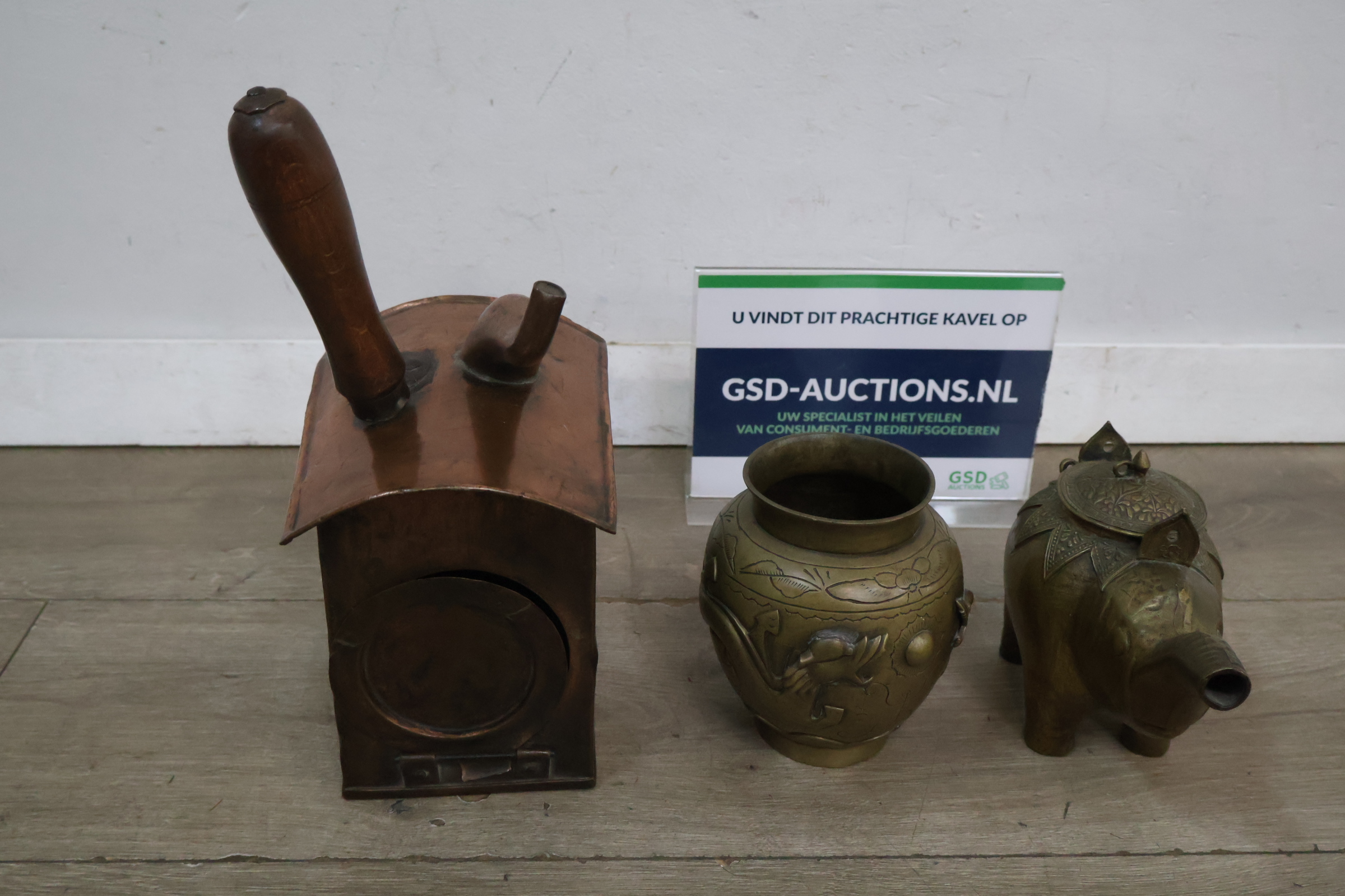 Set van 3 antieke messing voorwerpen – foto 2 – kavel bij GSD Auctions, Zoeterwoude
