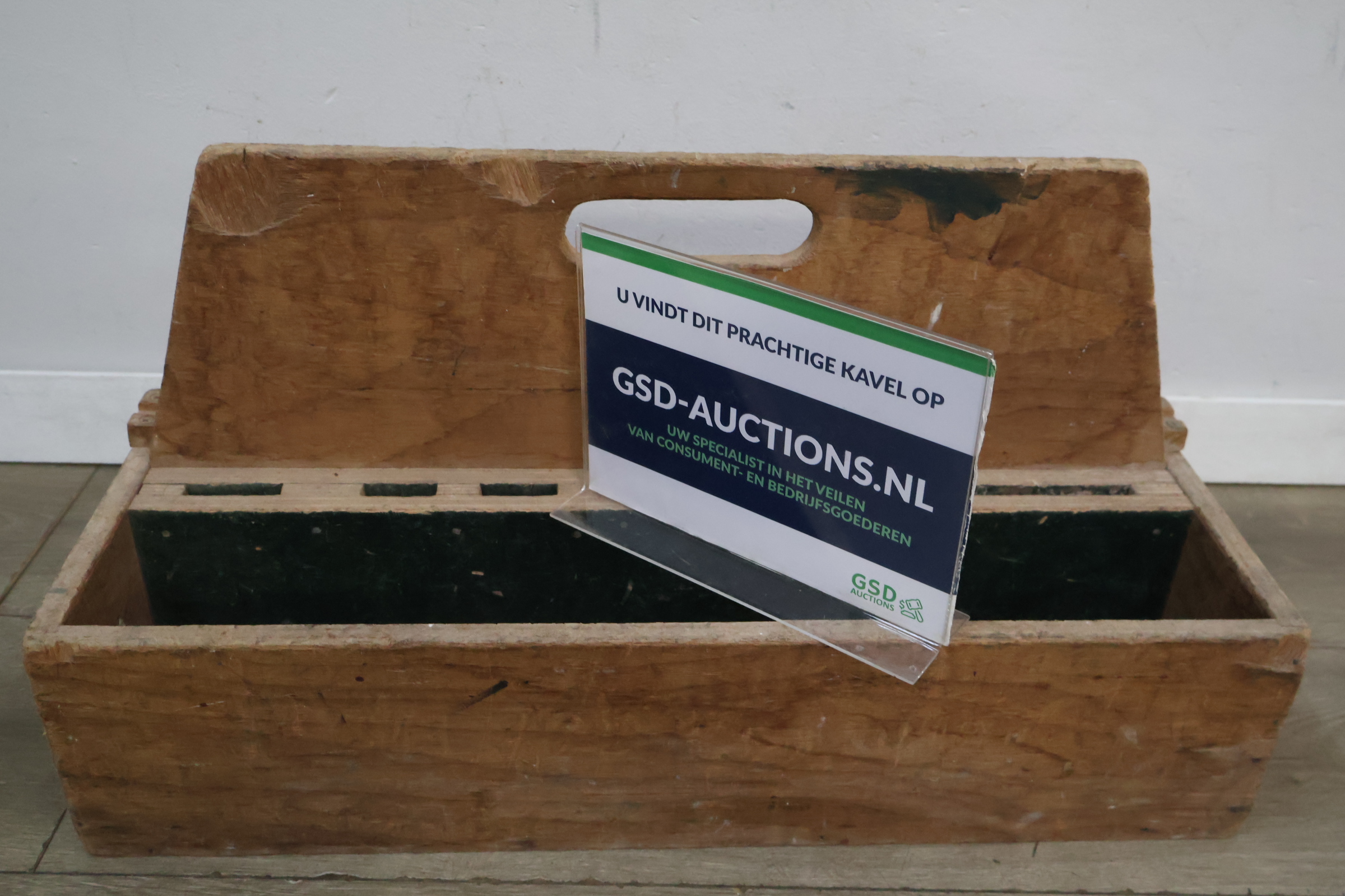 Vintage houten gereedschapskist – foto 2 – kavel bij GSD Auctions, Zoeterwoude