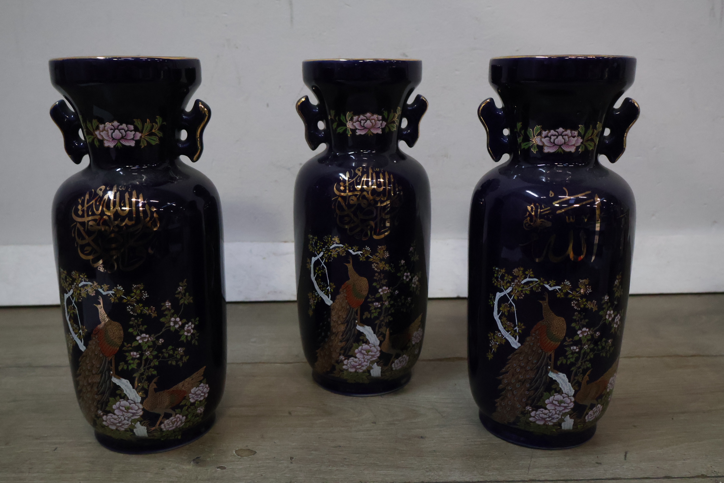 set vintage kobaltblauwe porseleinen vazen – foto 3 – kavel bij GSD Auctions, Zoeterwoude