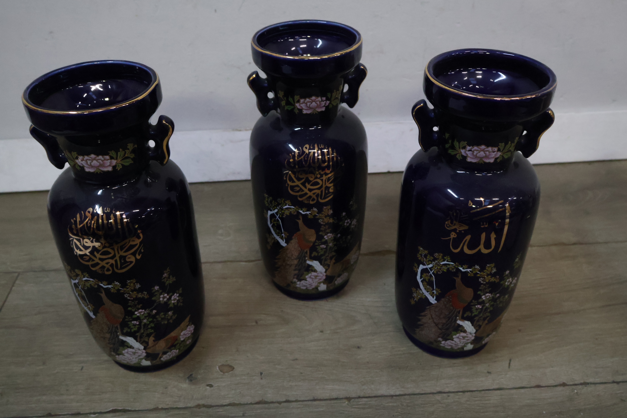 set vintage kobaltblauwe porseleinen vazen – foto 4 – kavel bij GSD Auctions, Zoeterwoude