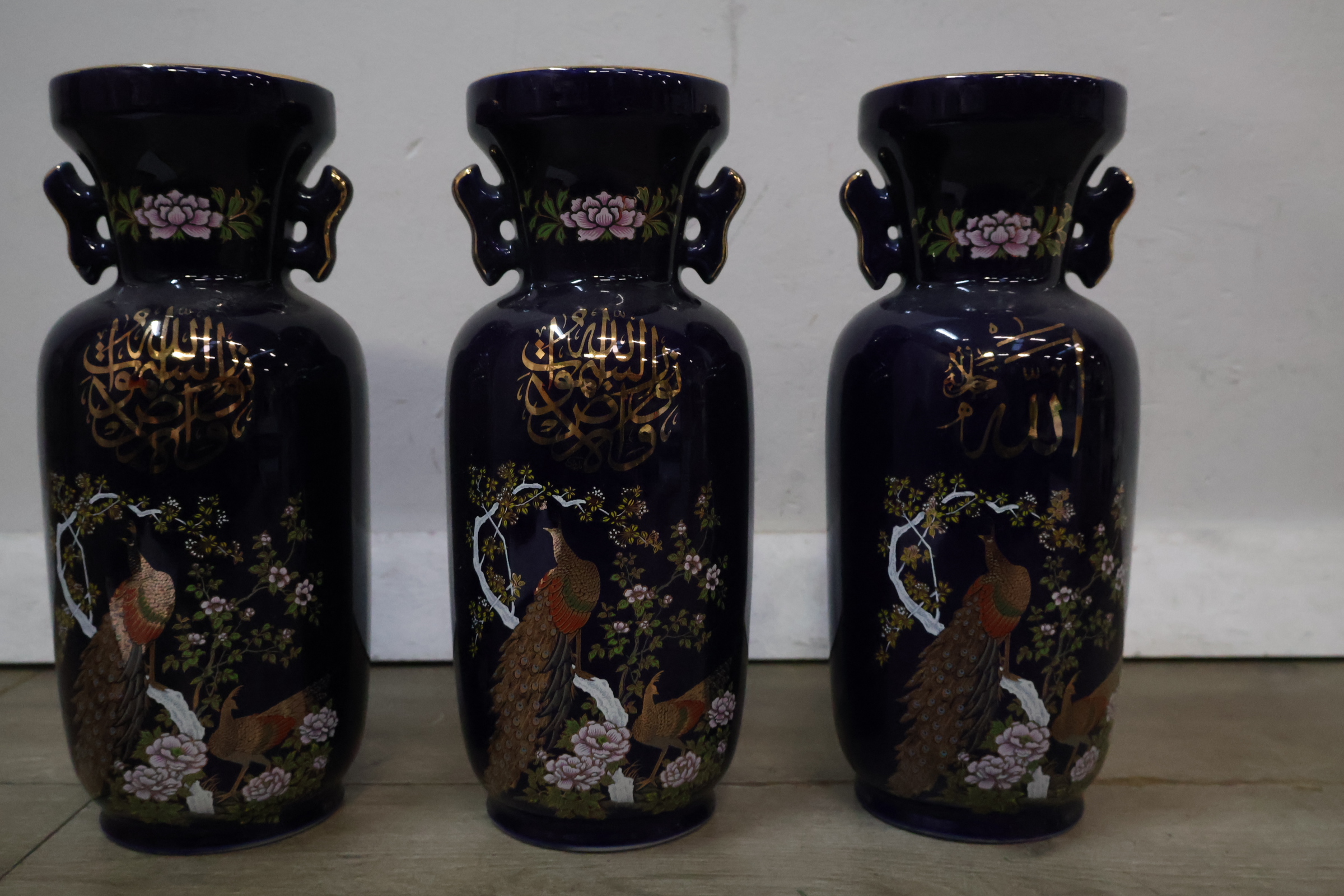 set vintage kobaltblauwe porseleinen vazen – foto 5 – kavel bij GSD Auctions, Zoeterwoude