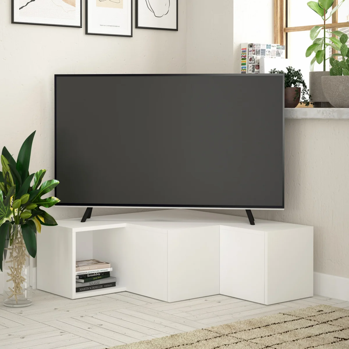 NORDVÄRK Compact tv-meubel, met 1 vak en 2 lades – foto 3 – kavel bij GSD Auctions, Zoeterwoude
