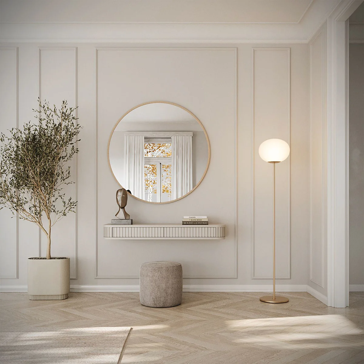 OVARLO wandkaptafel met 2 lades, beige, 113 cm – foto 2 – kavel bij GSD Auctions, Zoeterwoude