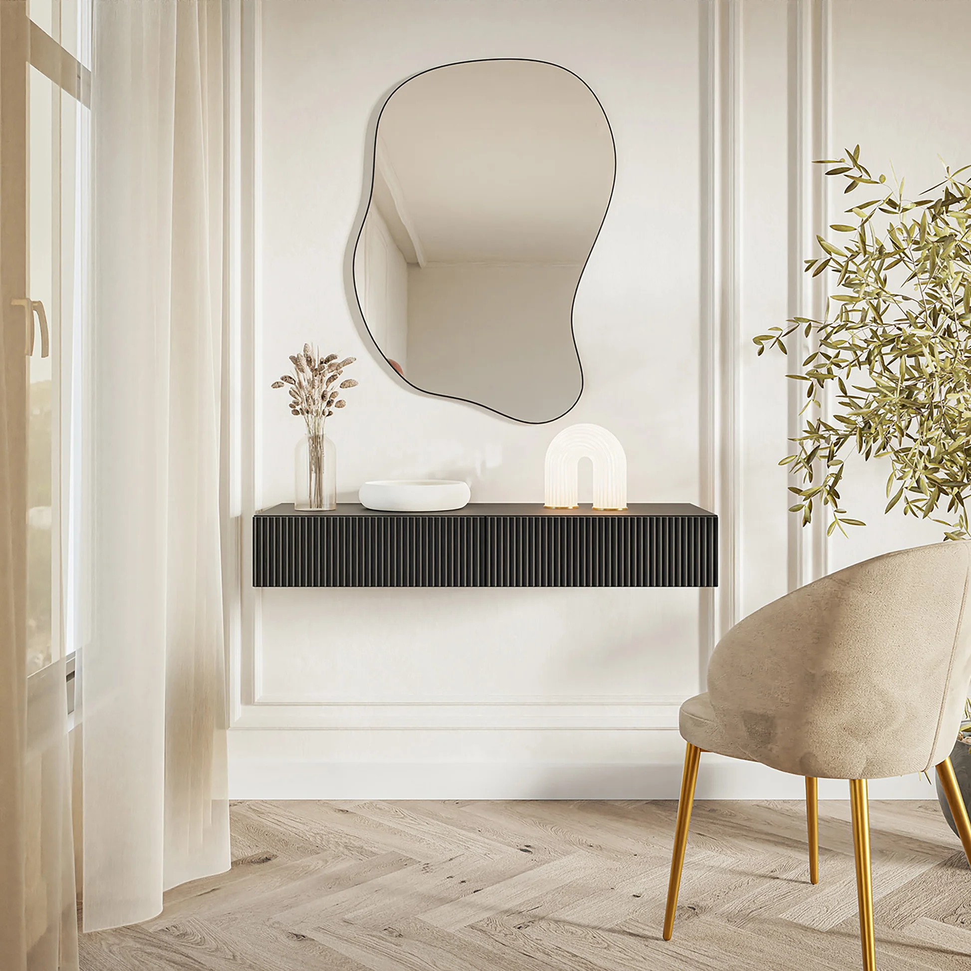 Veldio kaptafel met gefreesd front en twee lades, 110 cm – foto 2 – kavel bij GSD Auctions, Zoeterwoude