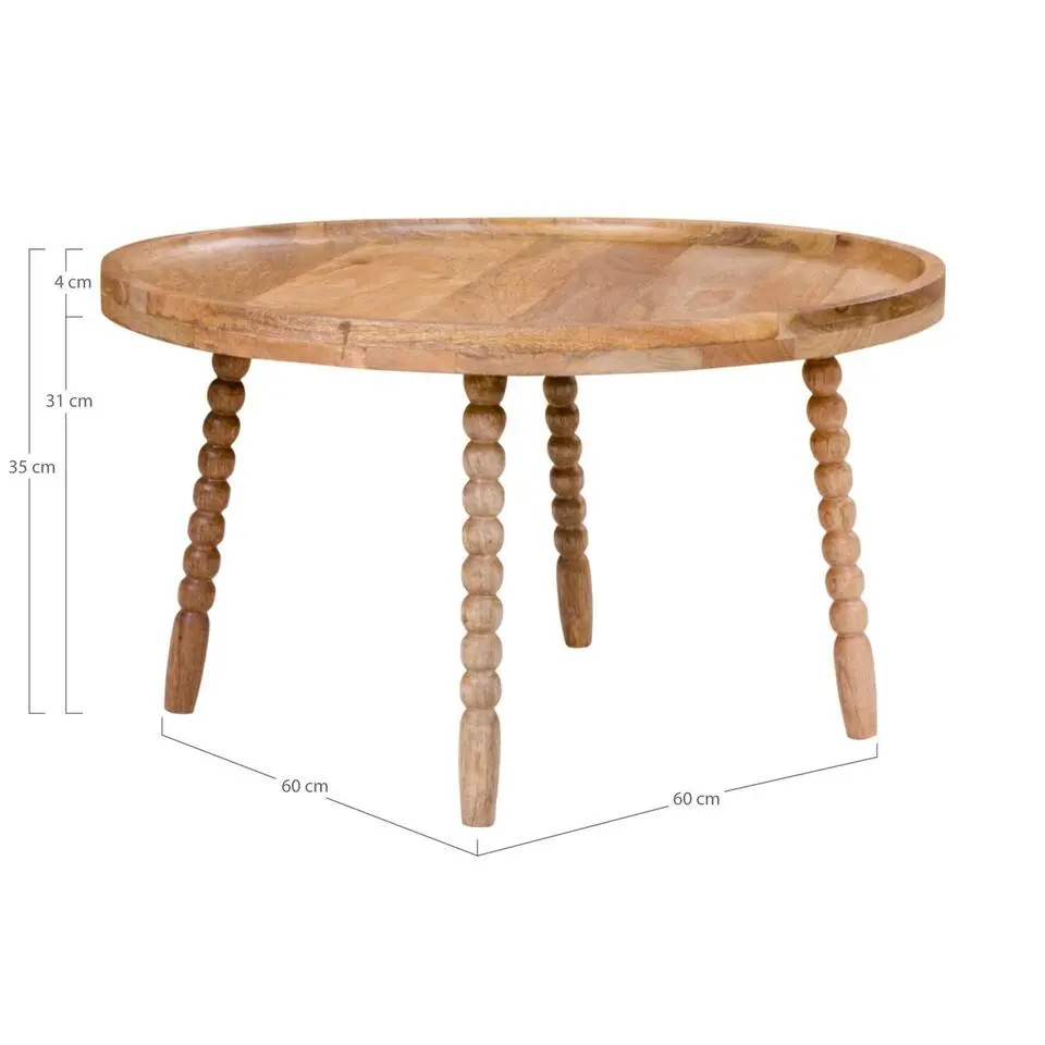 Salontafel Mangohout Ø60cm - 60x60x35cm - Tafel Jammu – foto 3 – kavel bij GSD Auctions, Zoeterwoude
