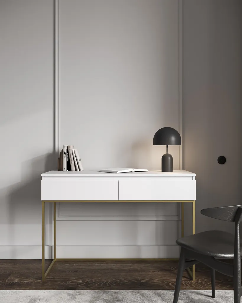Selsey Bemmi - kaptafel, wit met goudkleurig frame, 120 cm – foto 2 – kavel bij GSD Auctions, Zoeterwoude