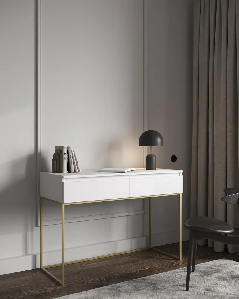 Selsey Bemmi - kaptafel, wit met goudkleurig frame, 120 cm – foto 3 – kavel bij GSD Auctions, Zoeterwoude
