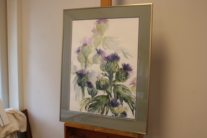 Aquarel schilderij van distels in lijst – foto 2 – kavel bij GSD Auctions, Zoeterwoude